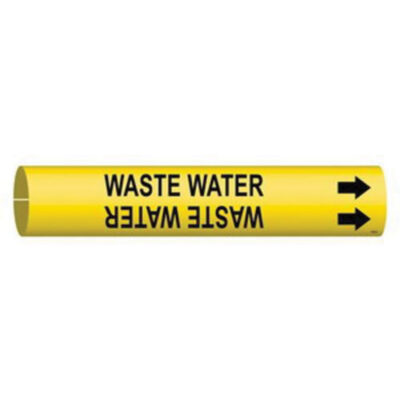 Marqueur de tuyau «Waste Water», À pression, 13/16" h x 13/16" la, Noir sur jaune