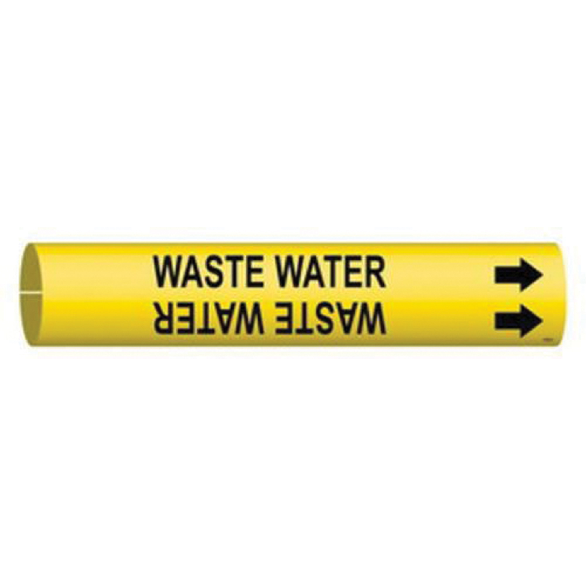 Marqueur de tuyau «Waste Water», À pression, 13/16" h x 13/16" la, Noir sur jaune