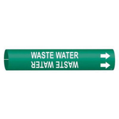 Marqueur de tuyau «Waste Water», À pression, 7/8" h x 7/8" la, Blanc/vert
