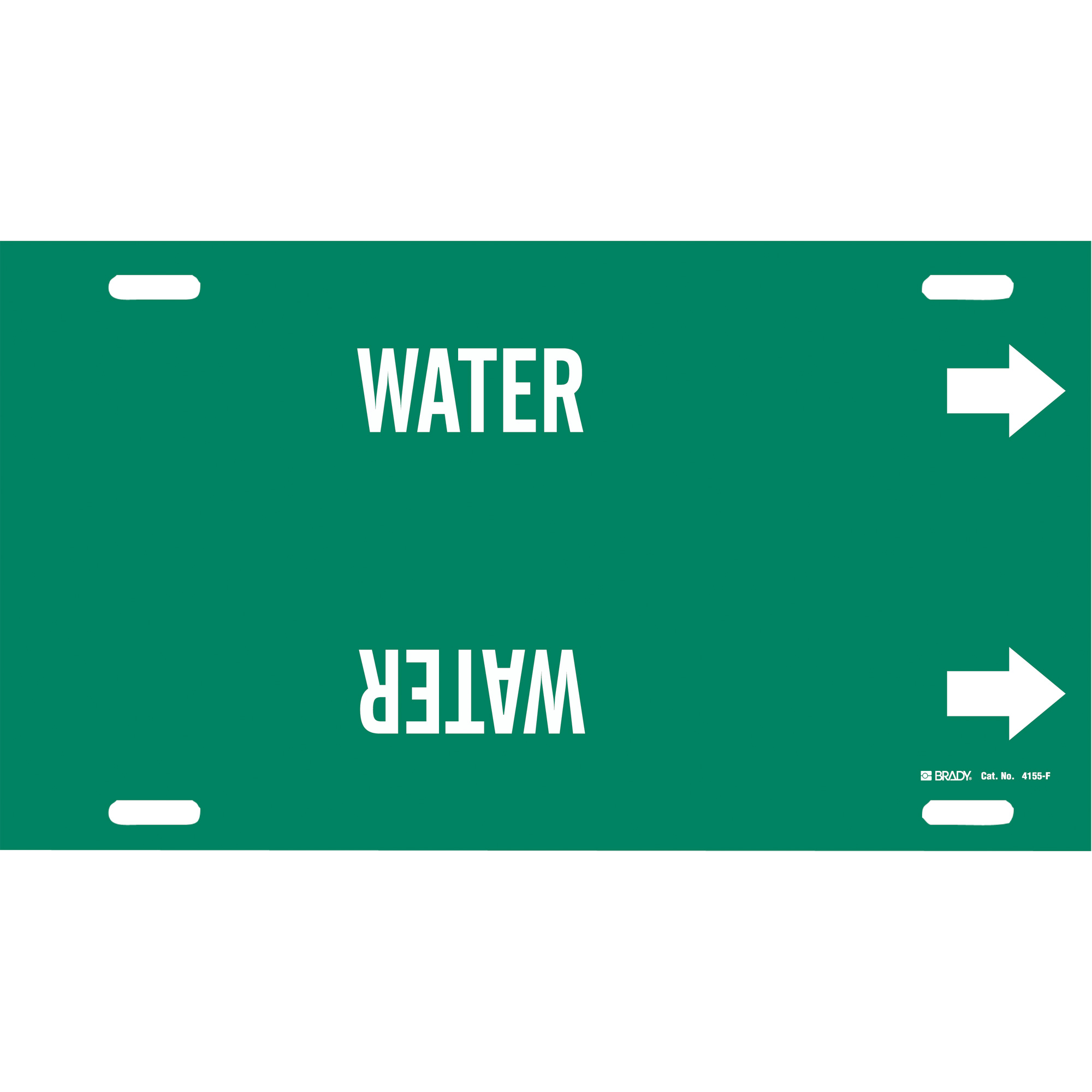 Marqueur de tuyau «Water», À attacher, 8" h x 16" la, Blanc/vert