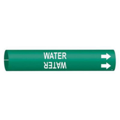 Marqueur de tuyau «Water», À pression, 7/8" h x 7/8" la, Blanc/vert