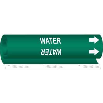 Marqueur de tuyau «Water», Enveloppant, 9" h x 8" la, Blanc/vert