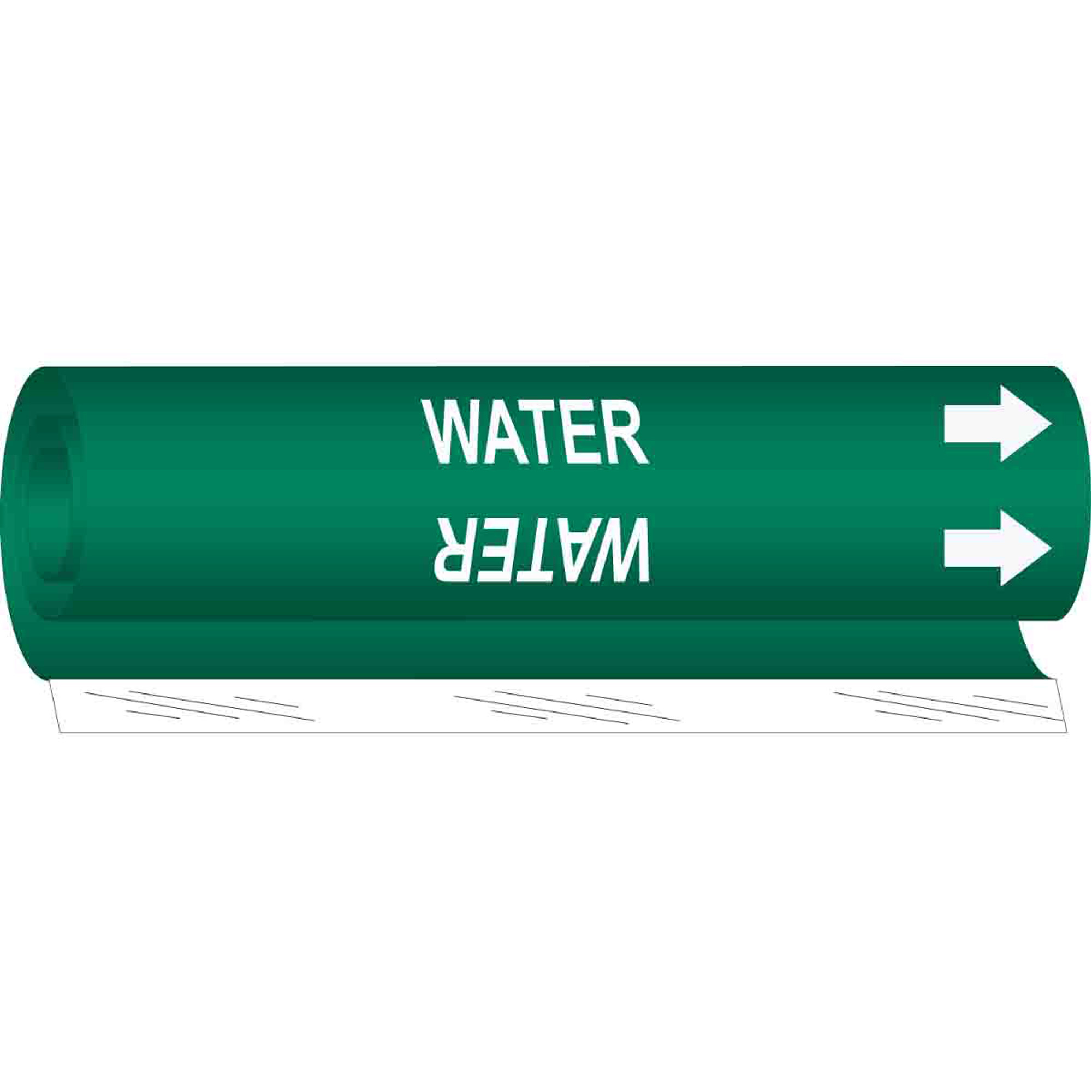Marqueur de tuyau «Water», Enveloppant, 9" h x 8" la, Blanc/vert
