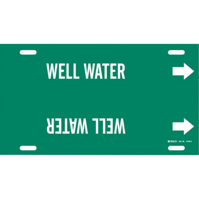 Marqueur de tuyau «Well Water», À attacher, 10" h x 24" la, Blanc/vert