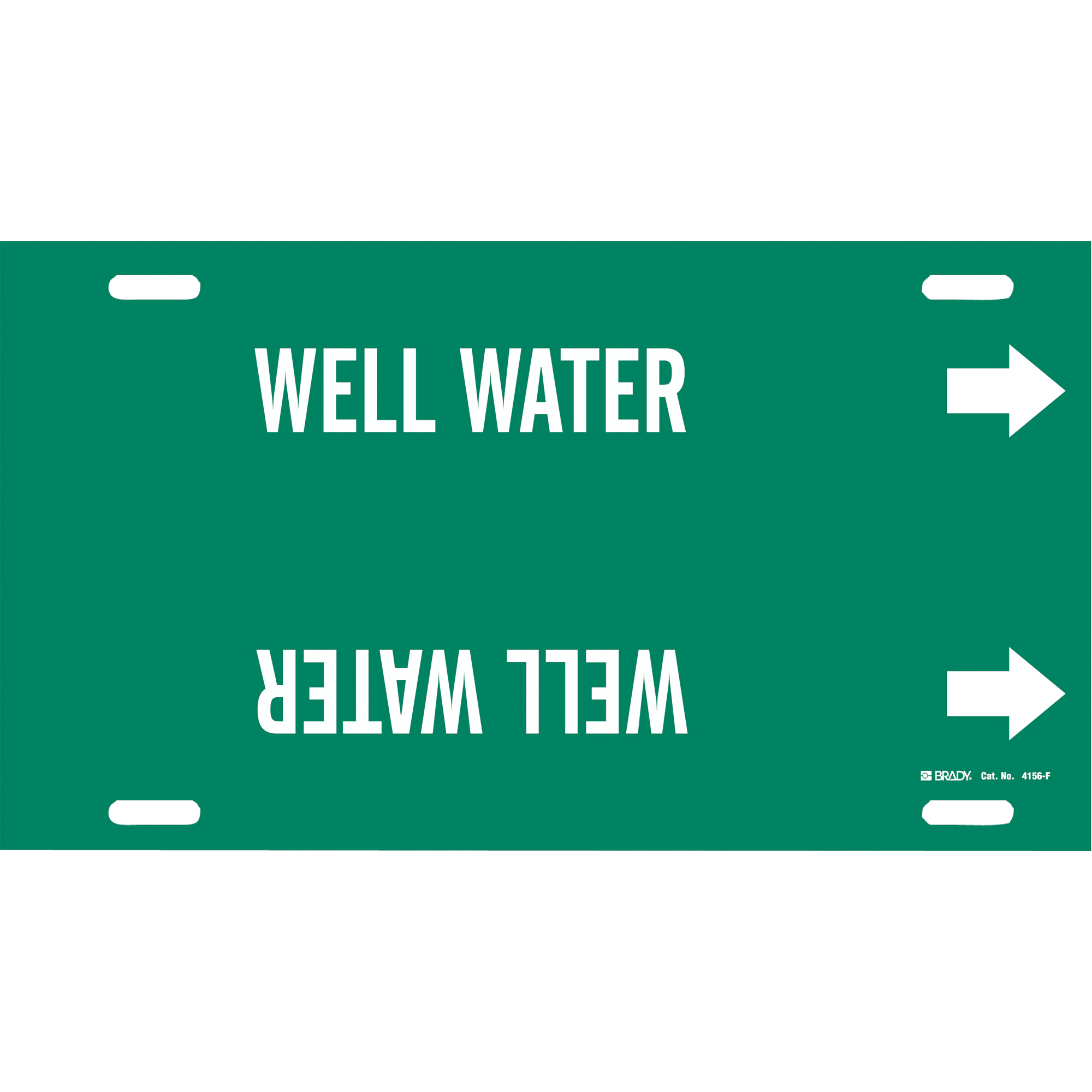 Marqueur de tuyau «Well Water», À attacher, 8" h x 16" la, Blanc/vert