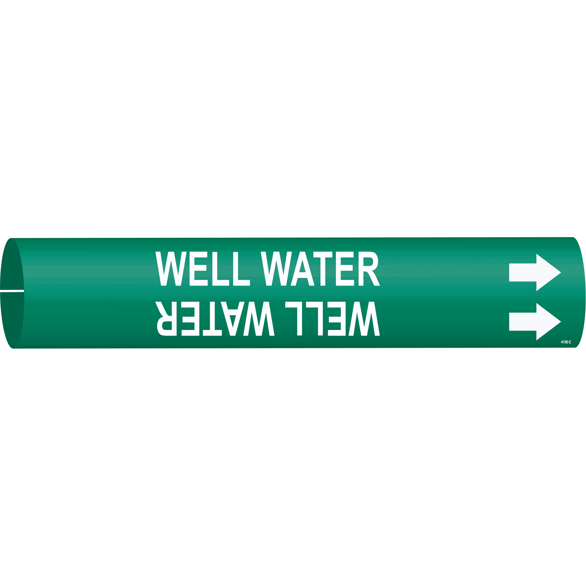 Marqueur de tuyau «Well Water», À pression, 2" h x 2" la, Blanc/vert