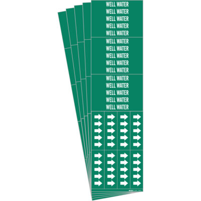 Marqueur de tuyau «Well Water», Autocollant, 2-1/4" h x 2-3/4" la, Blanc/vert