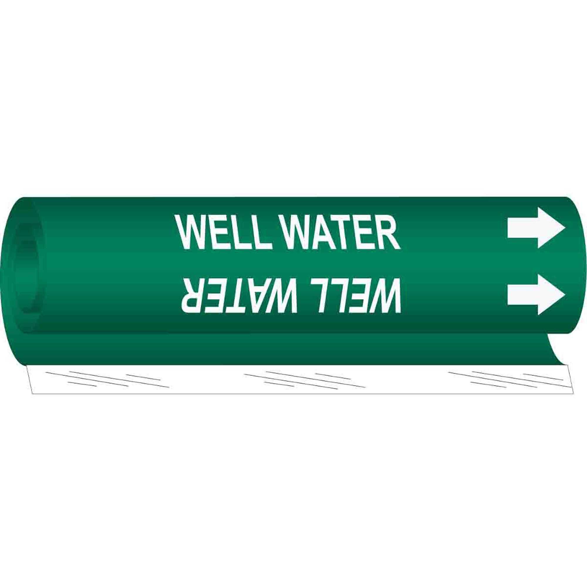 Marqueur de tuyau «Well Water», Enveloppant, 5" h x 8" la, Blanc/vert