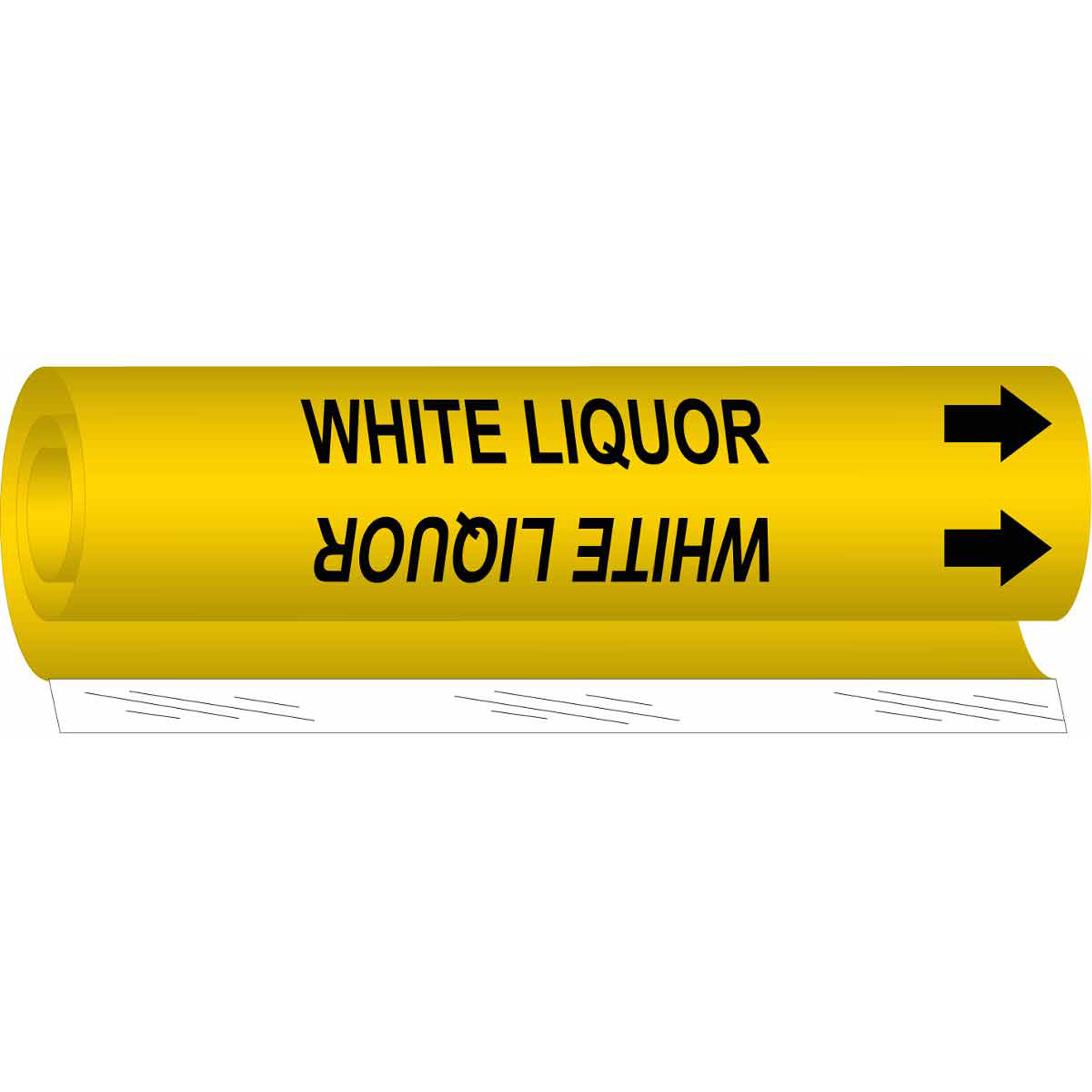 Marqueur de tuyau «White Liquor», Enveloppant, 5" h x 8" la, Noir sur jaune