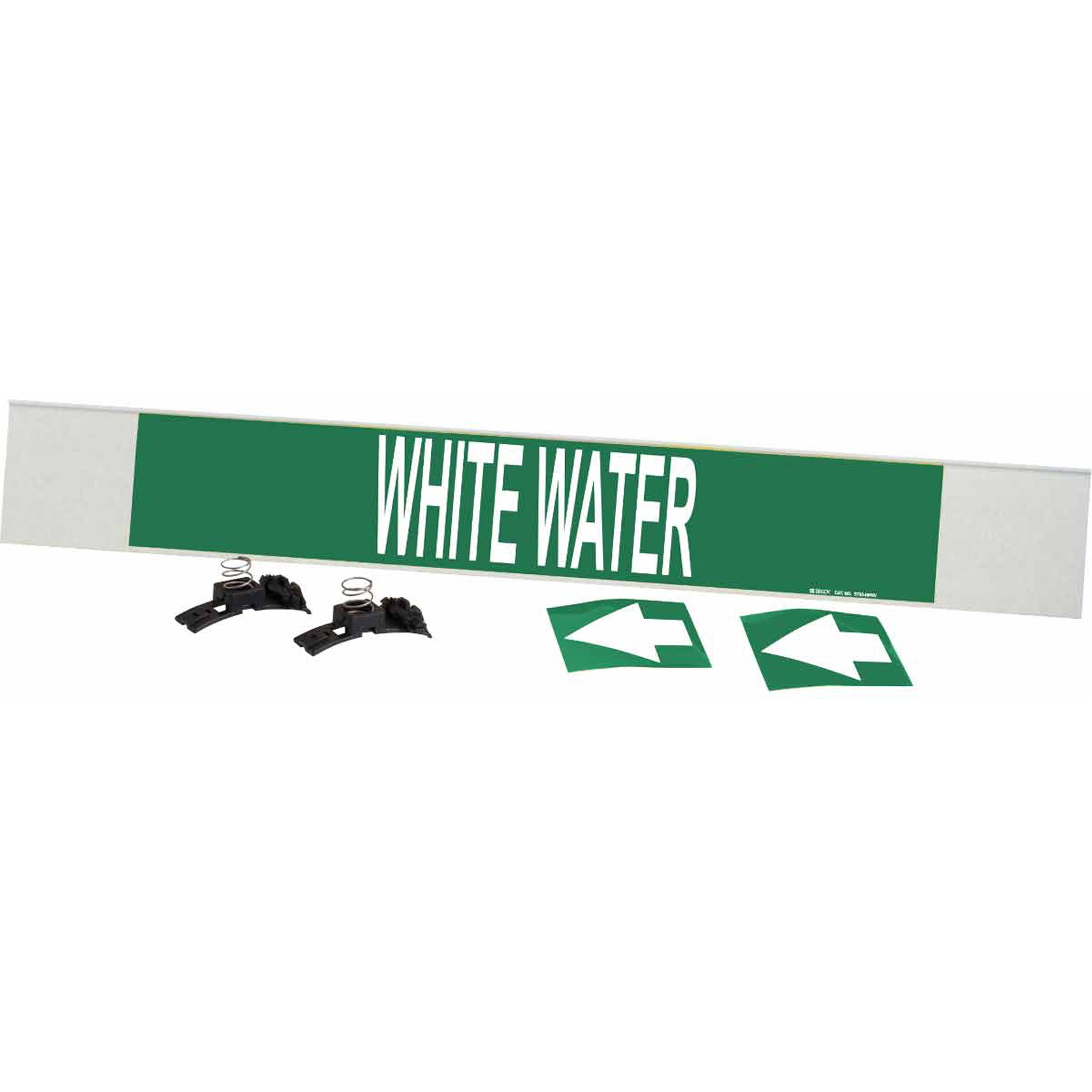 Marqueur de tuyau «White Water», Transporteur en fibre de verre avec agrafes, 4" h x 24" la, Blanc/vert
