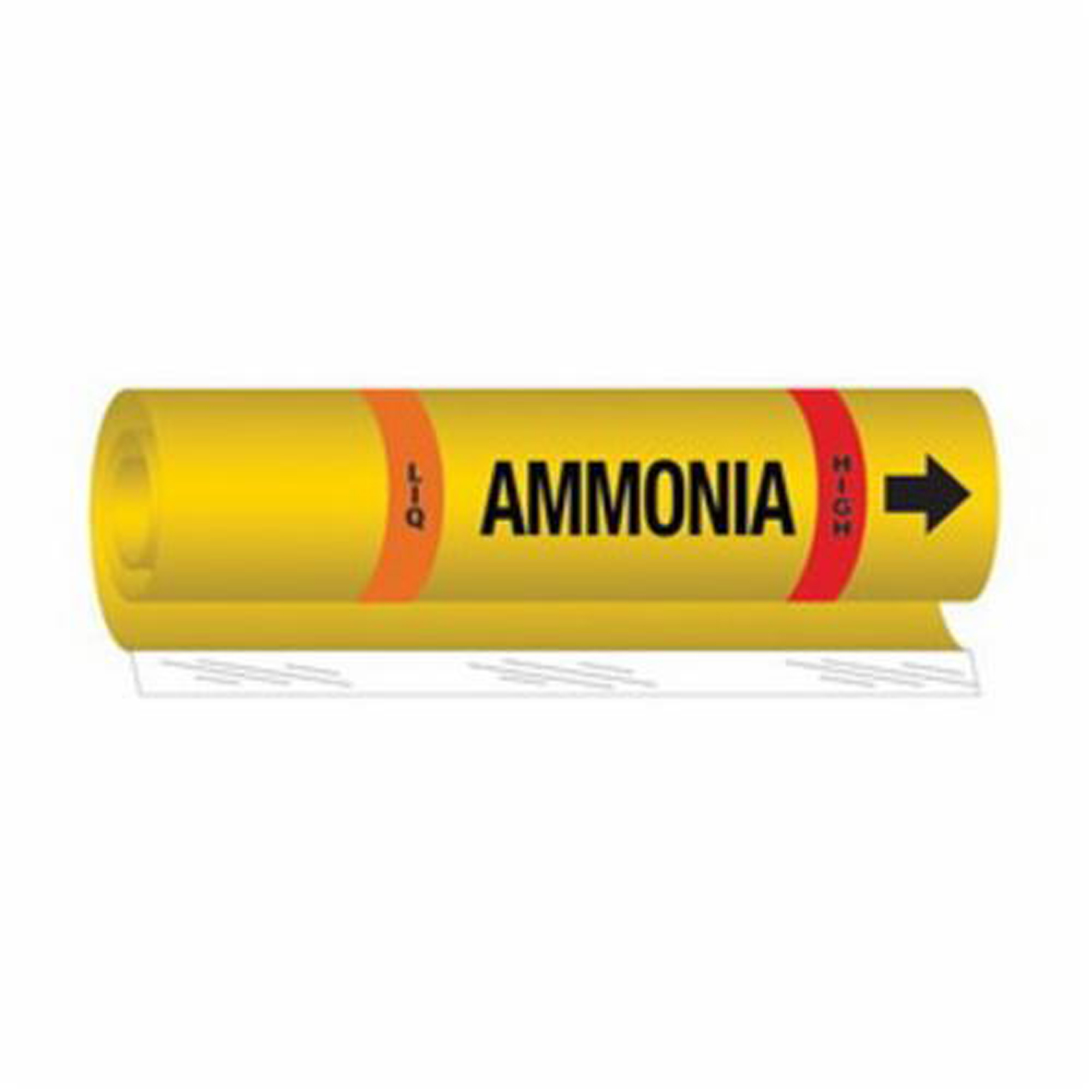 Marqueur pour tuyau avec espace vierge «Liq Ammonia High» pour l'ammoniac (IIAR), Enveloppant, 9" h x 8" la, Noir sur jaune
