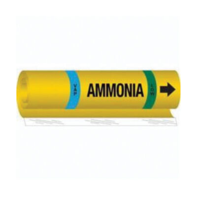 Marqueur pour tuyau avec espace vierge «Vap Ammonia Low» pour l'ammoniac (IIAR), Enveloppant, 26" h x 24" la, Noir sur jaune