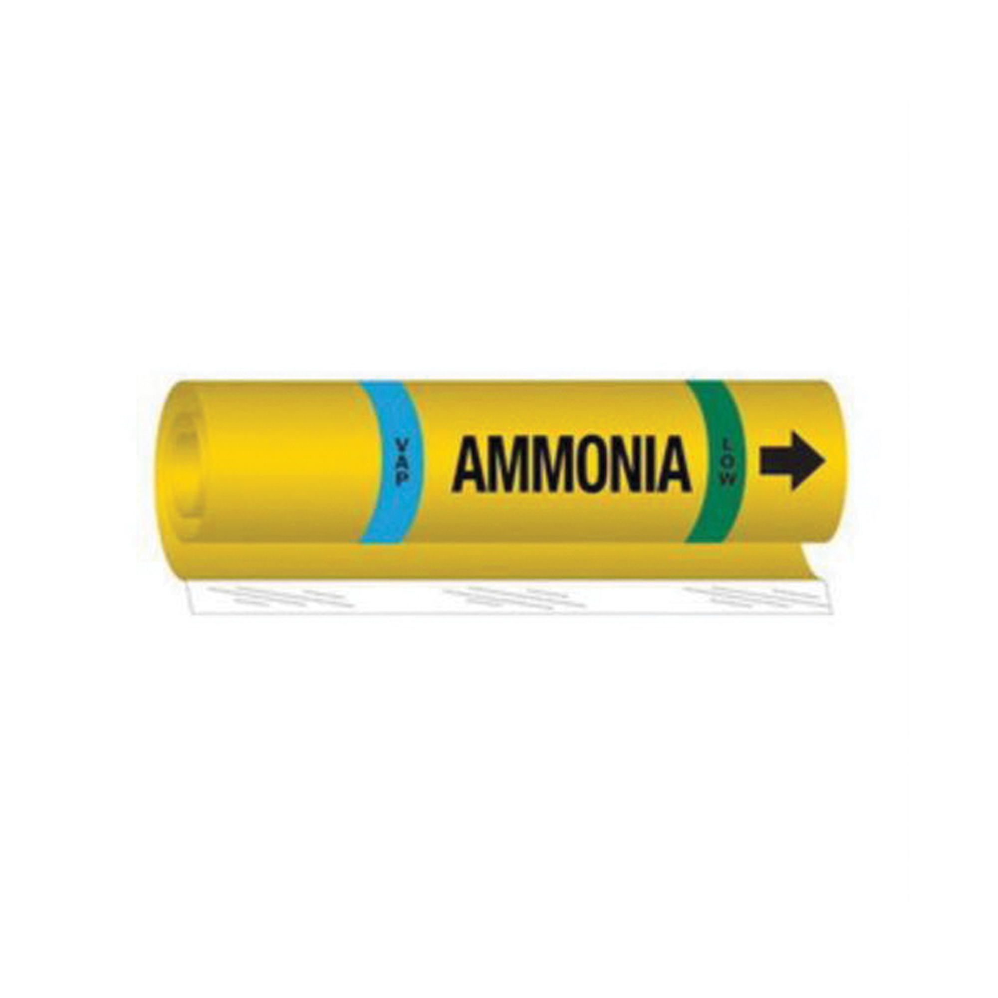 Marqueur pour tuyau avec espace vierge «Vap Ammonia Low» pour l'ammoniac (IIAR), Enveloppant, 9" h x 8" la, Noir sur jaune
