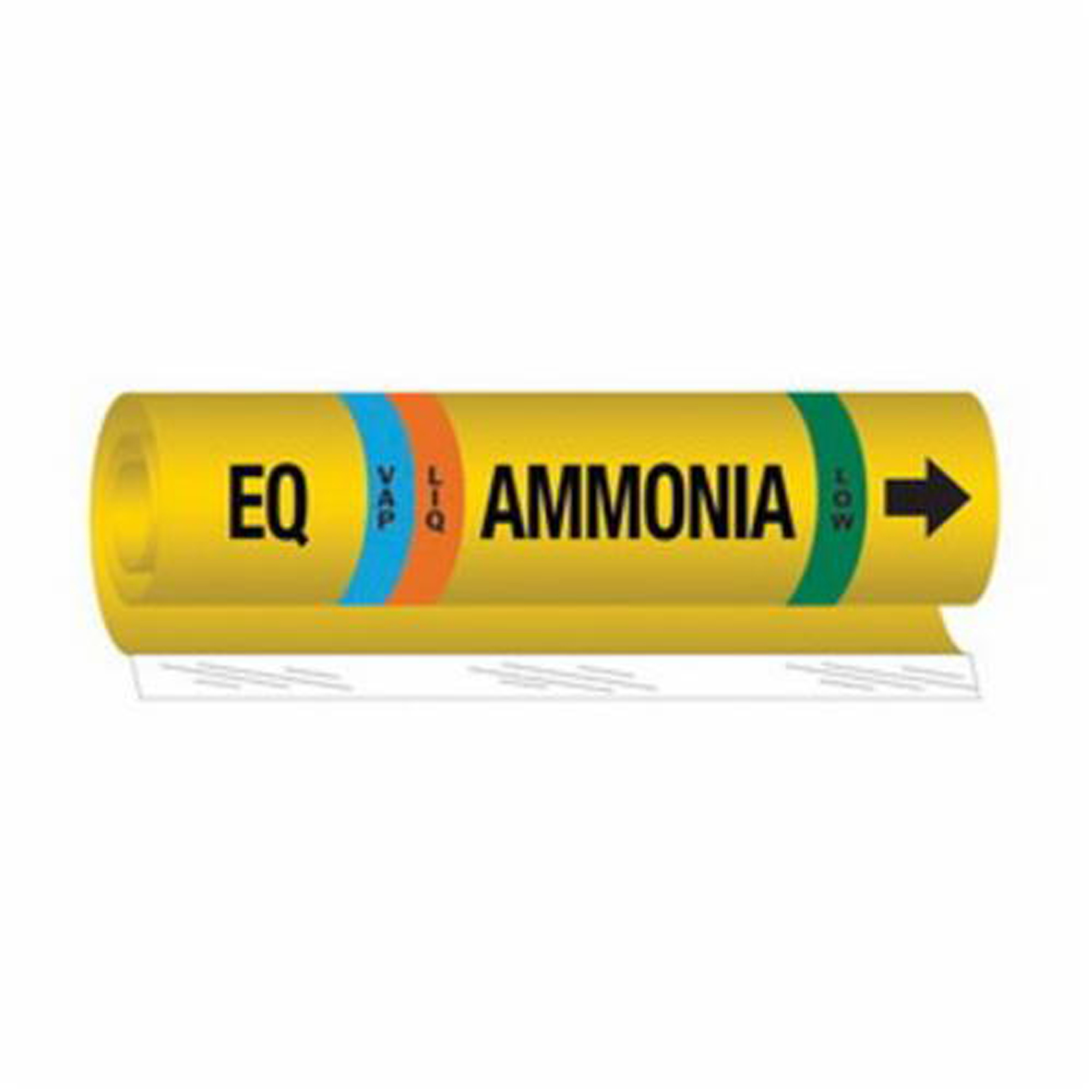 Marqueur pour tuyau «EQ Liq/Vap Ammonia Low» pour l'ammoniac (IIAR), Enveloppant, 9" h x 8" la, Noir sur jaune