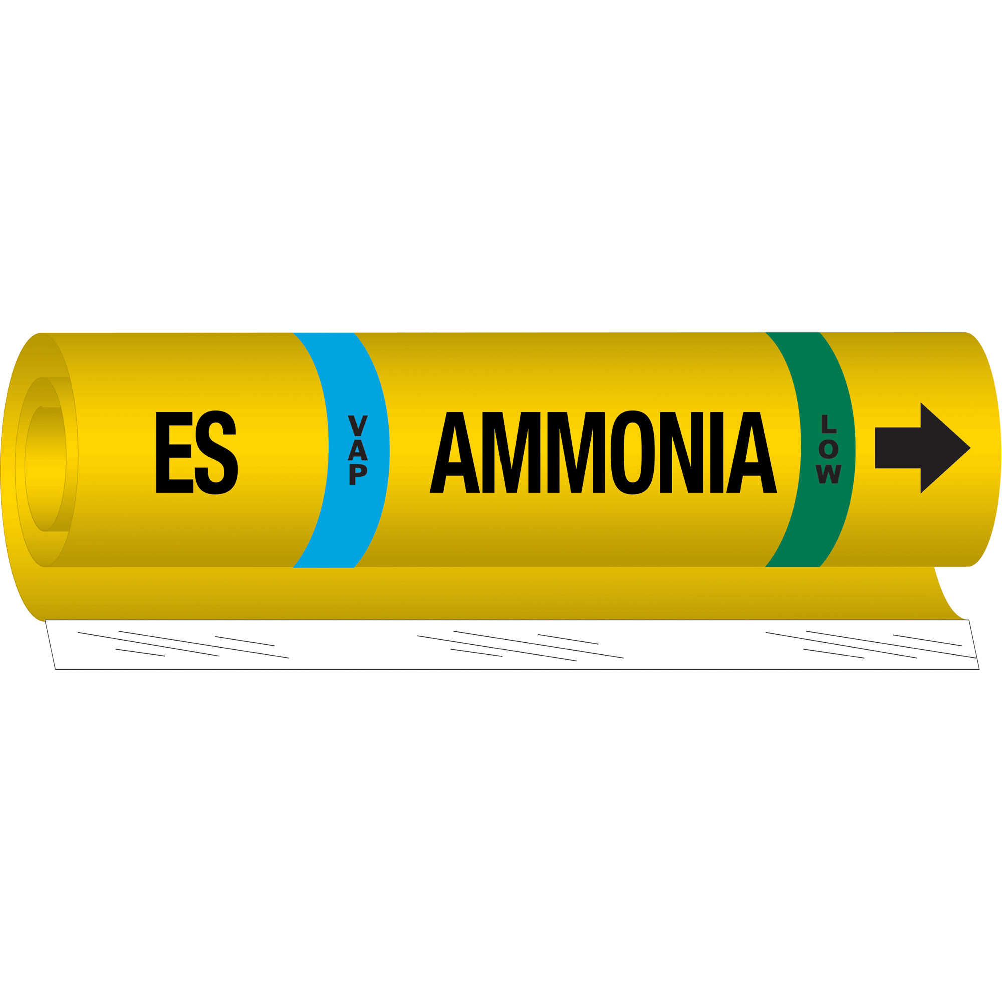 Marqueur pour tuyau «ES Vap Ammonia Low» pour l'ammoniac (IIAR), Enveloppant, 26" h x 24" la, Noir sur jaune