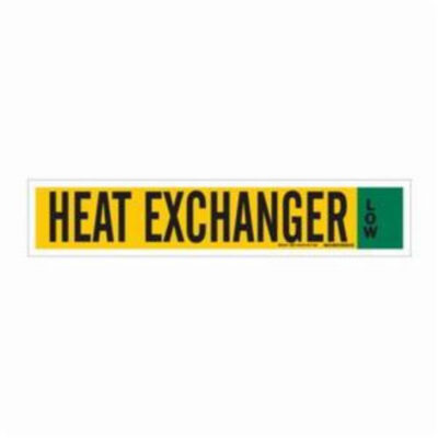 Marqueur pour tuyau «Heat Exchanger» pour ammoniac (IIAR), Autocollant, 4" h x 24" la, Noir sur jaune