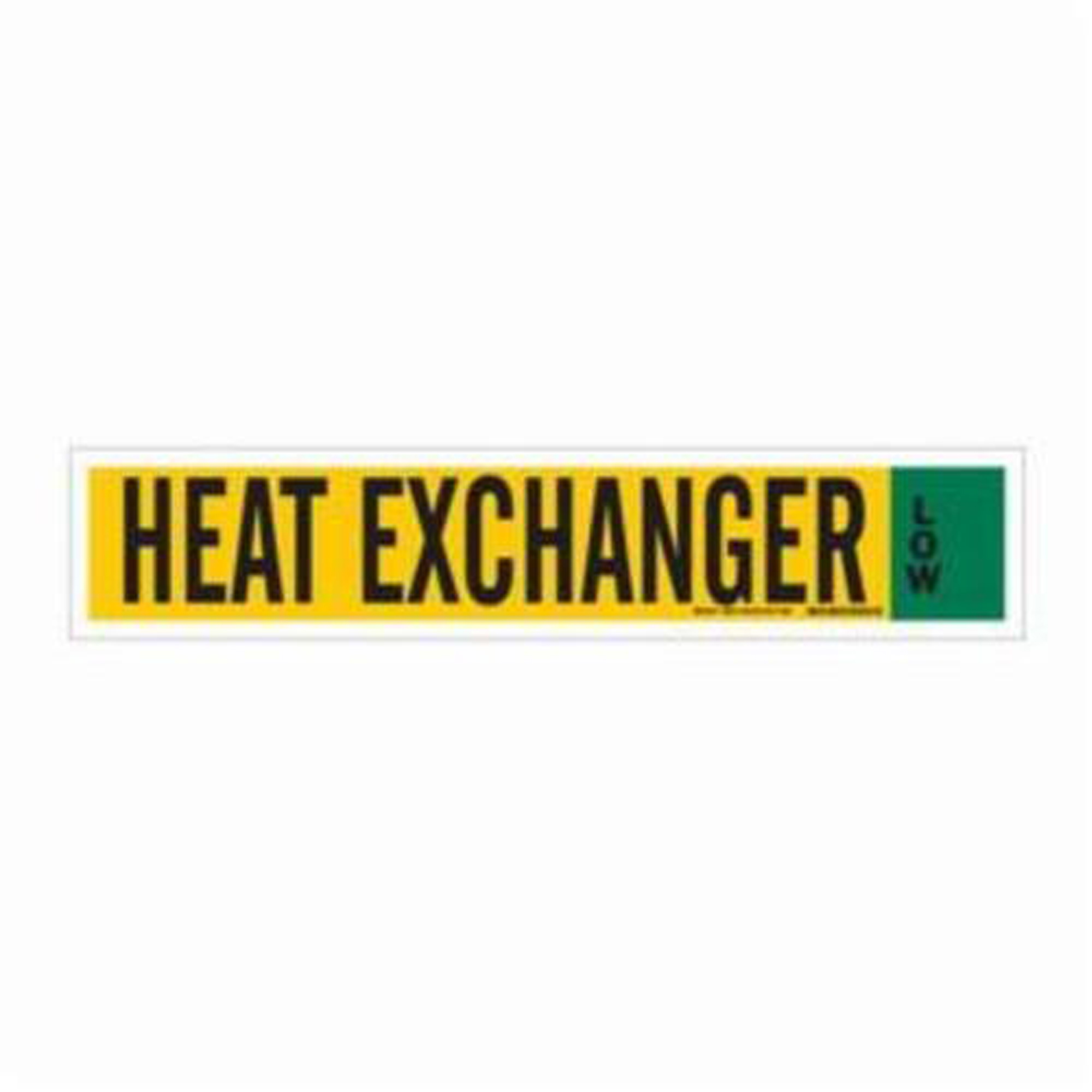 Marqueur pour tuyau «Heat Exchanger» pour ammoniac (IIAR), Autocollant, 4" h x 24" la, Noir sur jaune