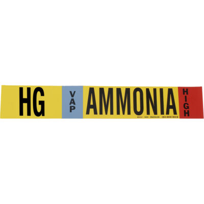 Marqueur pour tuyau «HG Vap Ammonia High» pour l'ammoniac (IIAR), Enveloppant, 26" h x 24" la, Noir sur jaune
