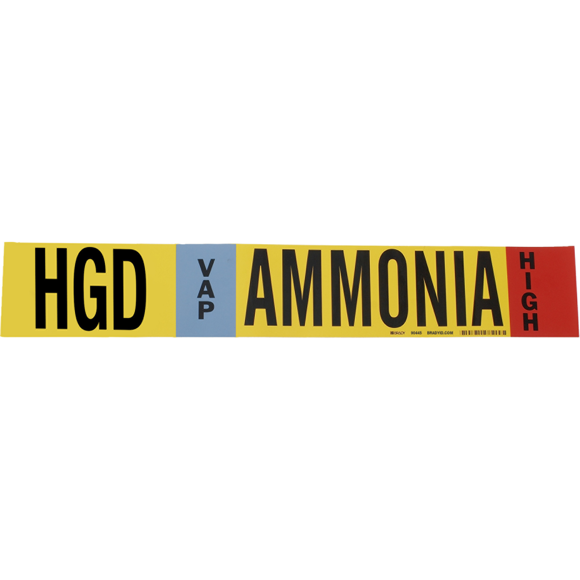 Marqueur pour tuyau «HGD Vap Ammonia High» pour l'ammoniac (IIAR), Enveloppant, 26" h x 24" la, Noir sur jaune