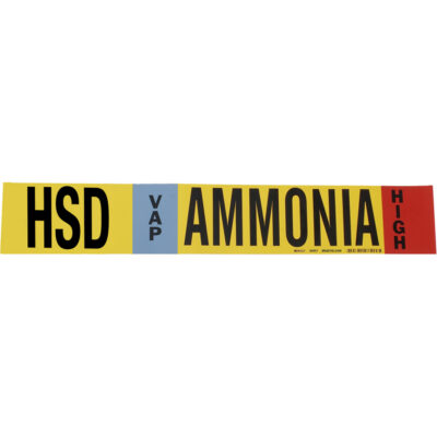 Marqueur pour tuyau «HSD Vap Ammonia High» pour l'ammoniac (IIAR), Enveloppant, 26" h x 24" la, Noir sur jaune