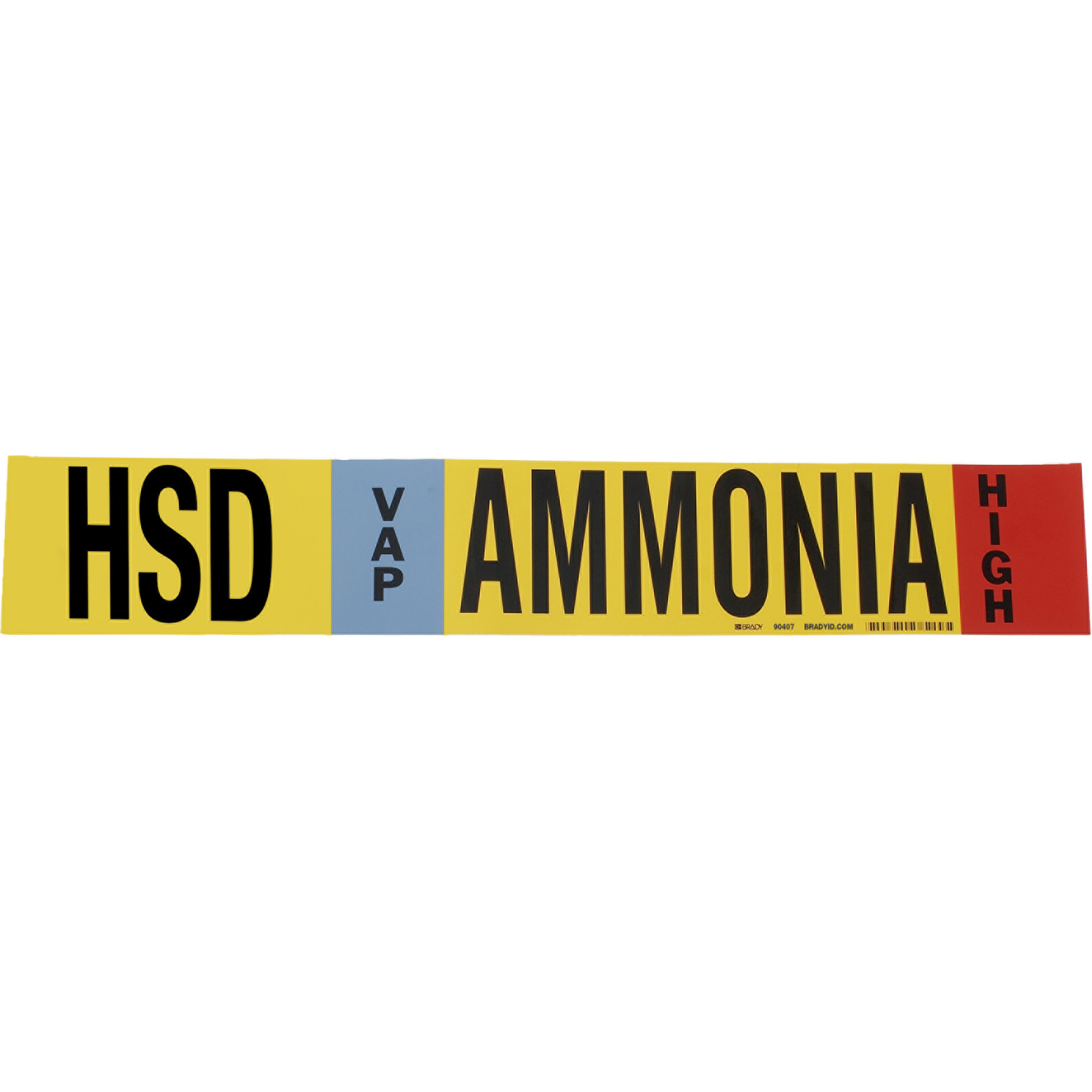 Marqueur pour tuyau «HSD Vap Ammonia High» pour l'ammoniac (IIAR), Enveloppant, 9" h x 8" la, Noir sur jaune