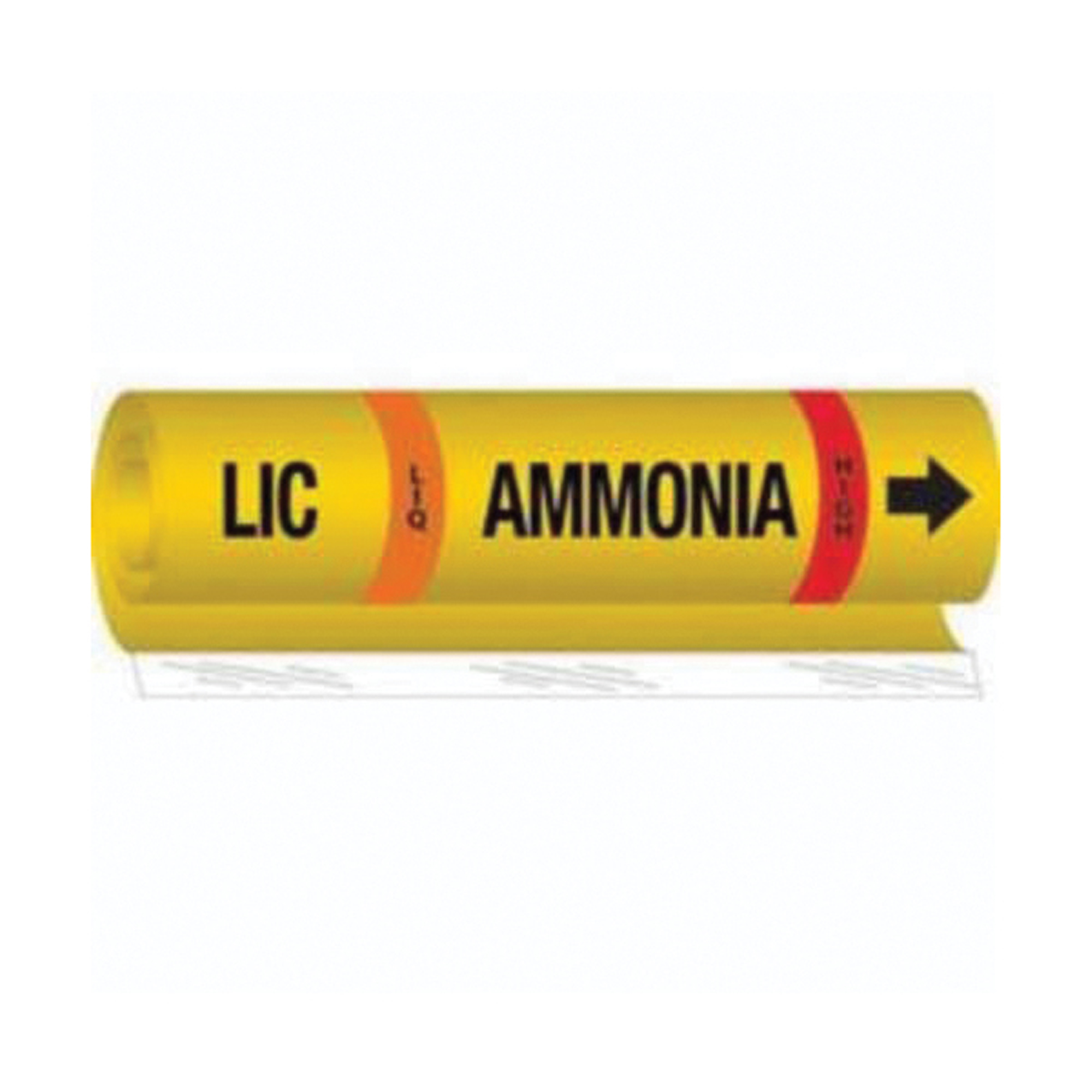 Marqueur pour tuyau «LIC Liq Ammonia High» pour l'ammoniac (IIAR), Enveloppant, 26" h x 24" la, Noir sur jaune