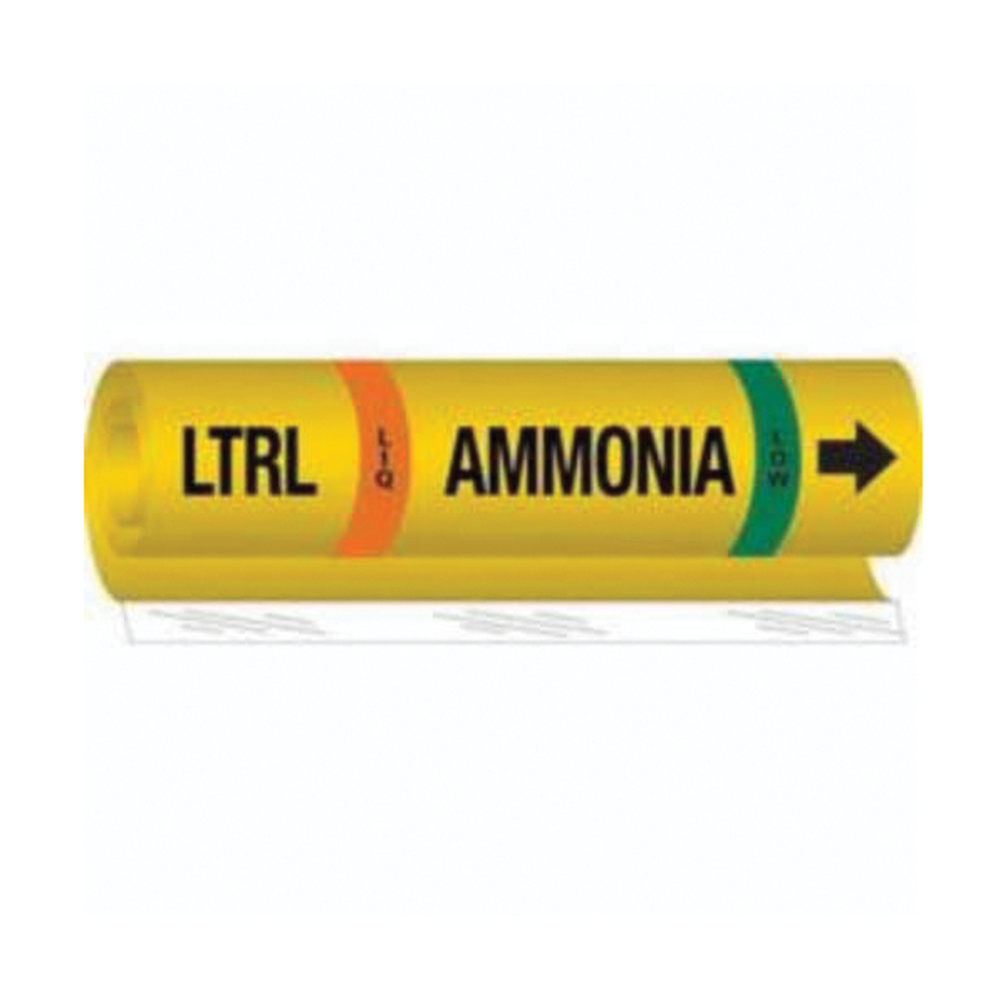 Marqueur pour tuyau «LTRL Liq Ammonia Low» pour l'ammoniac (IIAR), Enveloppant, 26" h x 24" la, Noir sur jaune