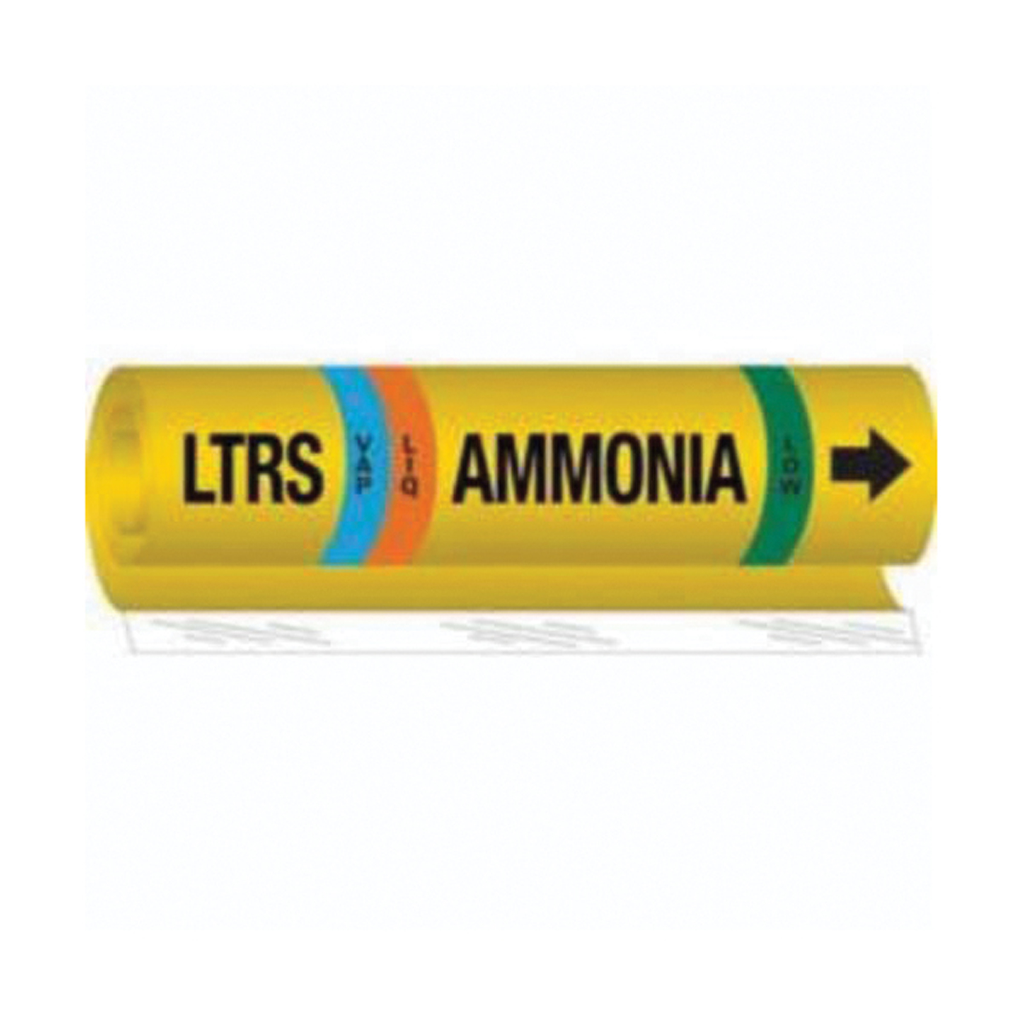 Marqueur pour tuyau «LTRS Liq/Vap Ammonia Low» pour l'ammoniac (IIAR), Enveloppant, 26" h x 24" la, Noir sur jaune