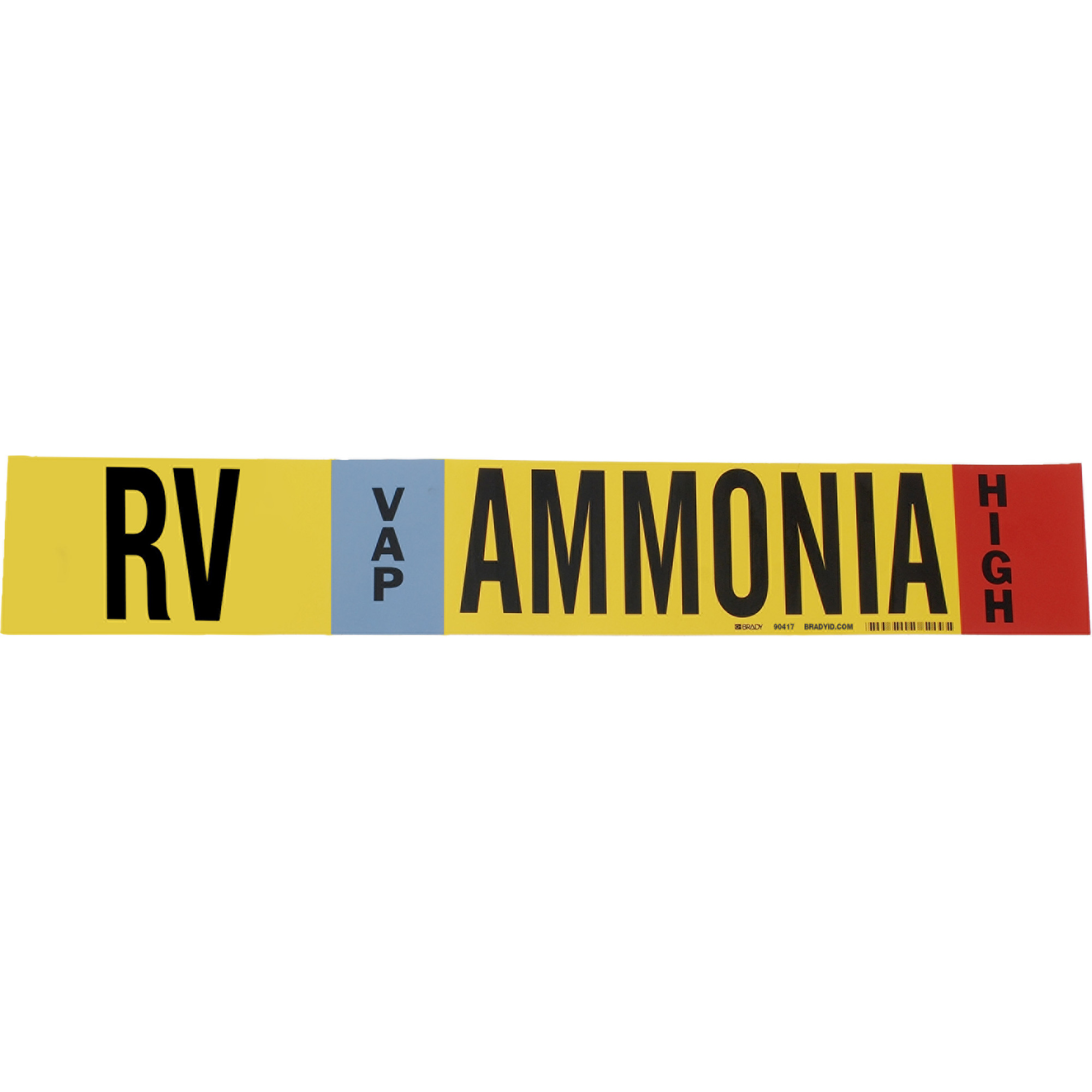 Marqueur pour tuyau «RV Vap Ammonia High» pour l'ammoniac (IIAR), Enveloppant, 26" h x 24" la, Noir sur jaune