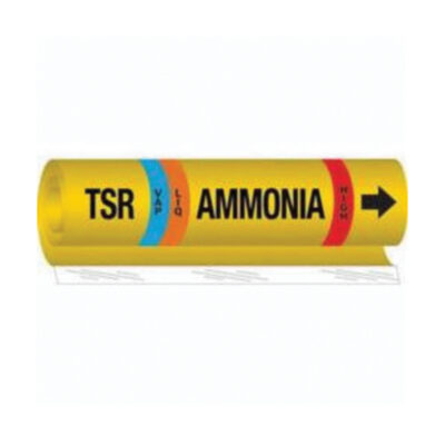 Marqueur pour tuyau «TSR Liq/Vap Ammonia High» pour l'ammoniac (IIAR), Enveloppant, 26" h x 24" la, Noir sur jaune
