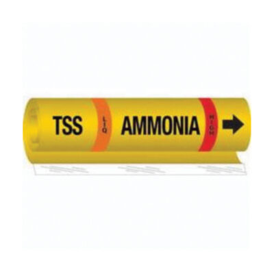 Marqueur pour tuyau «TSS Liq Ammonia High» pour l'ammoniac (IIAR), Enveloppant, 26" h x 24" la, Noir sur jaune