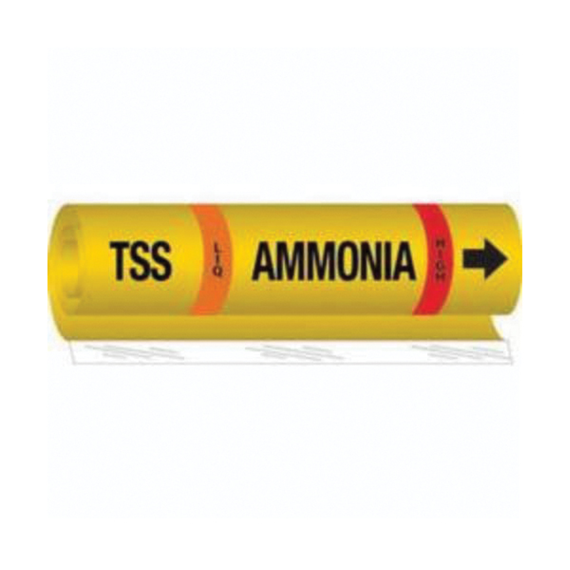 Marqueur pour tuyau «TSS Liq Ammonia High» pour l'ammoniac (IIAR), Enveloppant, 26" h x 24" la, Noir sur jaune