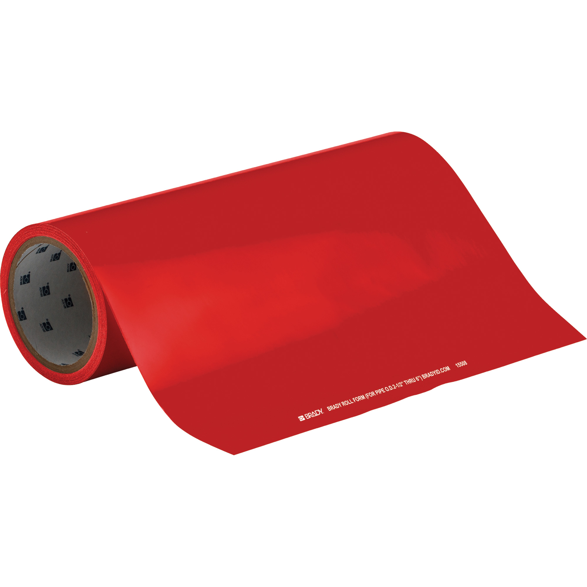Marqueurs de tuyau à profil rond vierge avec flèche, Autocollant, Taillable h x 12" la, Blanc/rouge