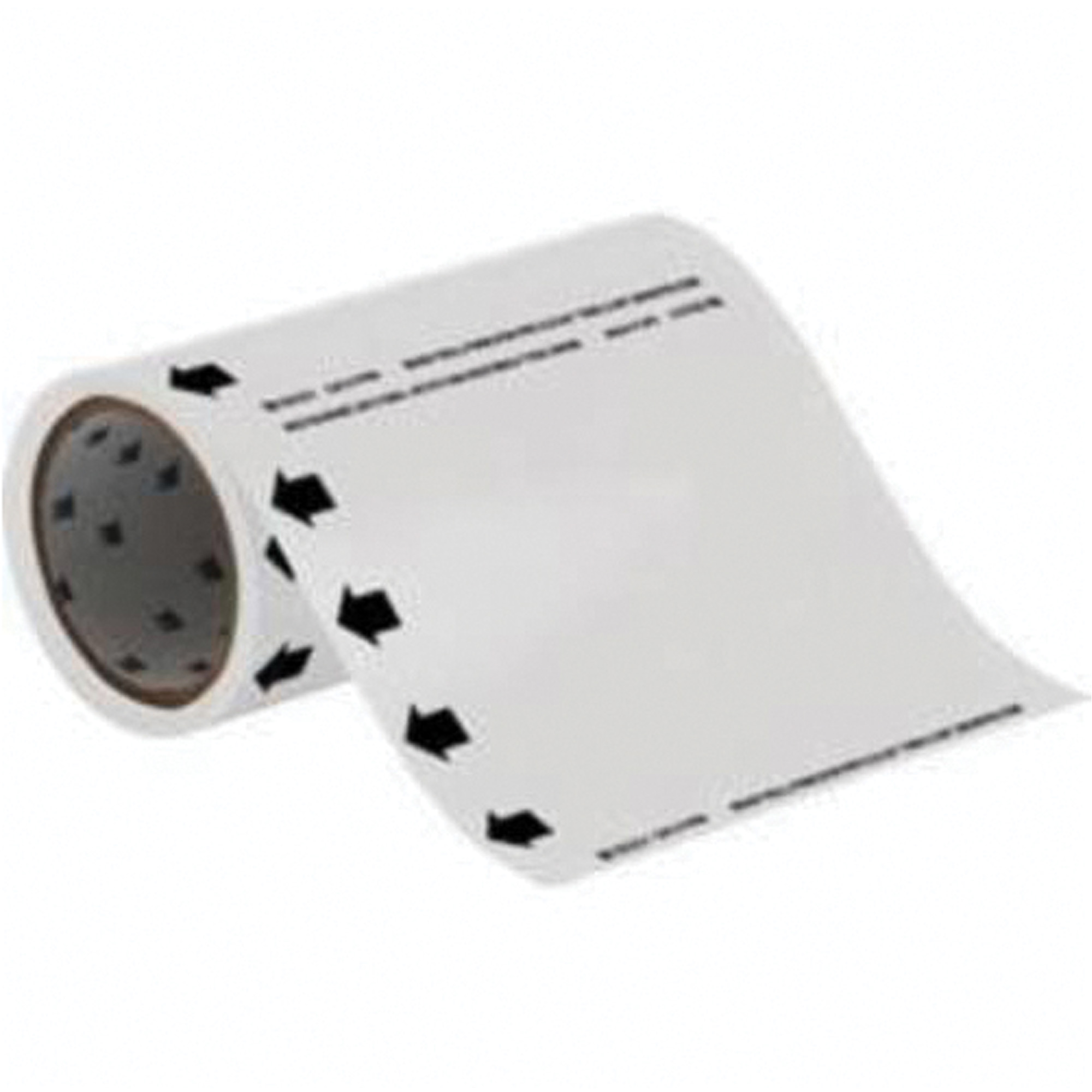 Marqueurs de tuyau à profil rond vierges, Autocollant, Taillable h x 8" la, Noir sur blanc
