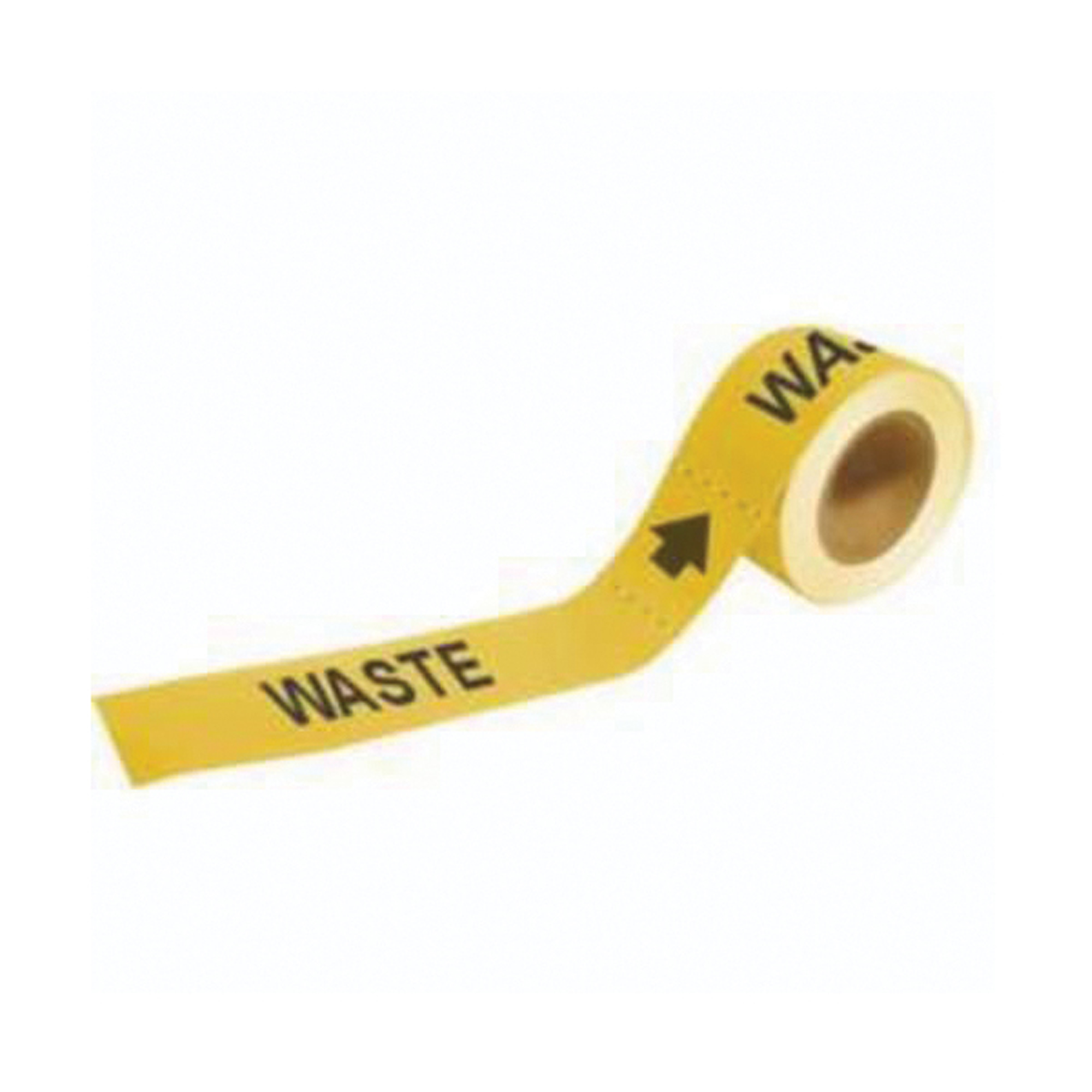Marqueurs de tuyau à profil rond «Waste», Autocollant, 2" h x 12" la, Noir sur jaune