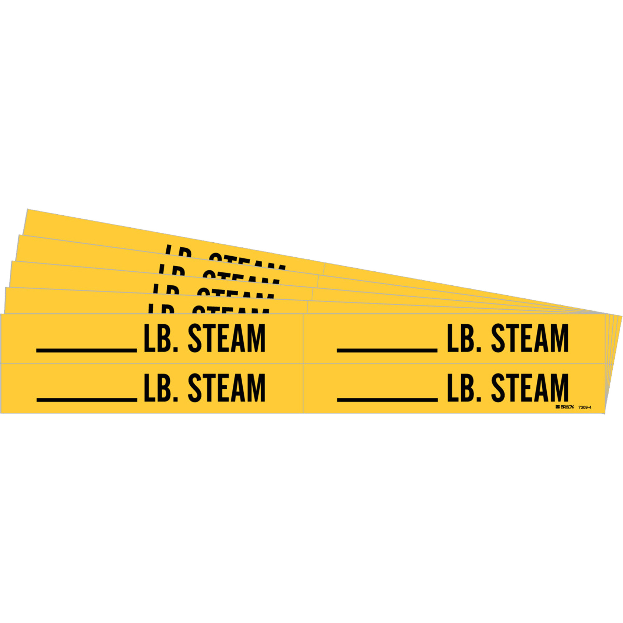 Marqueurs de tuyau avec espace vierge suivi de «LB. Steam», Autocollant, 1-1/8" h x 7" la, Noir sur jaune