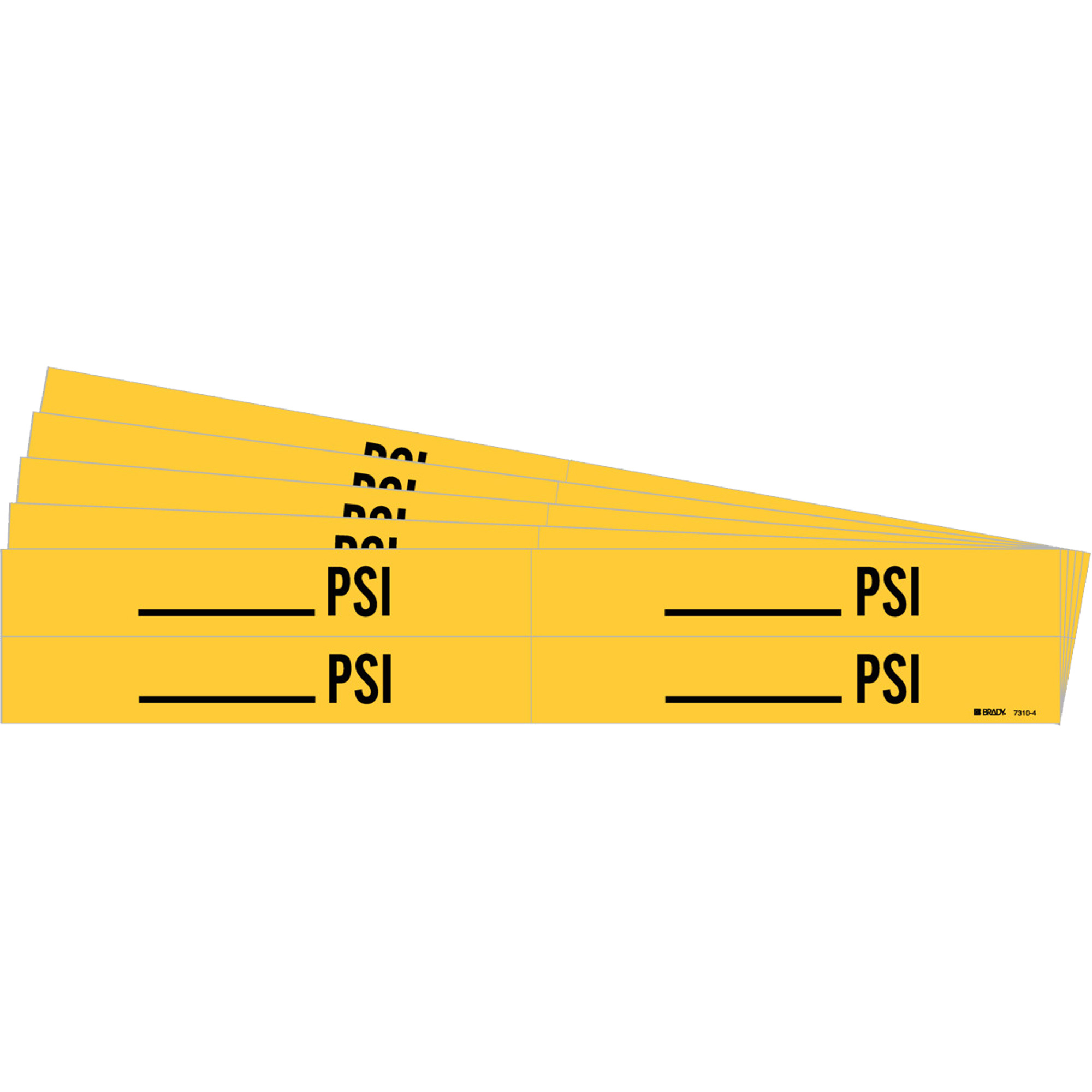 Marqueurs de tuyau avec espace vierge suivi de «PSI», Autocollant, 1-1/8" h x 7" la, Noir sur jaune