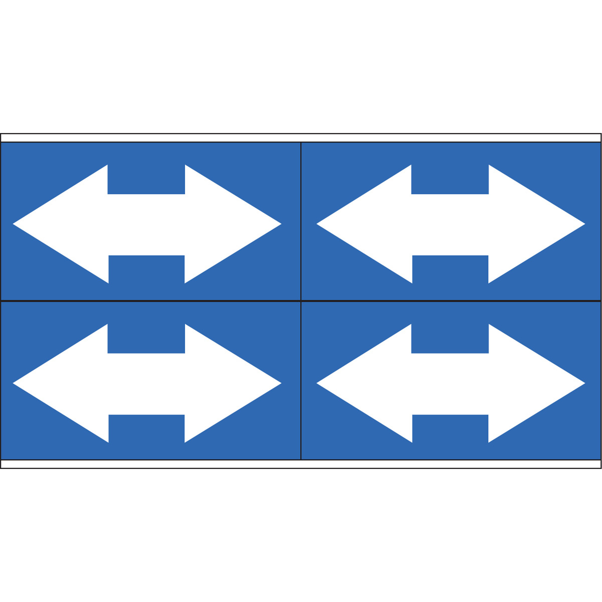 Marqueurs de tuyau avec flèches bidirectionnelles, Autocollant, 1-1/8" h x 7" la, Blanc/bleu