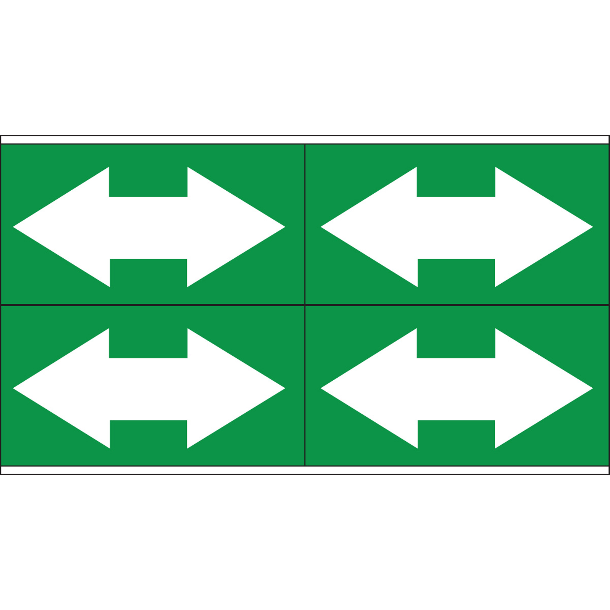 Marqueurs de tuyau avec flèches bidirectionnelles, Autocollant, 1-1/8" h x 7" la, Blanc/vert