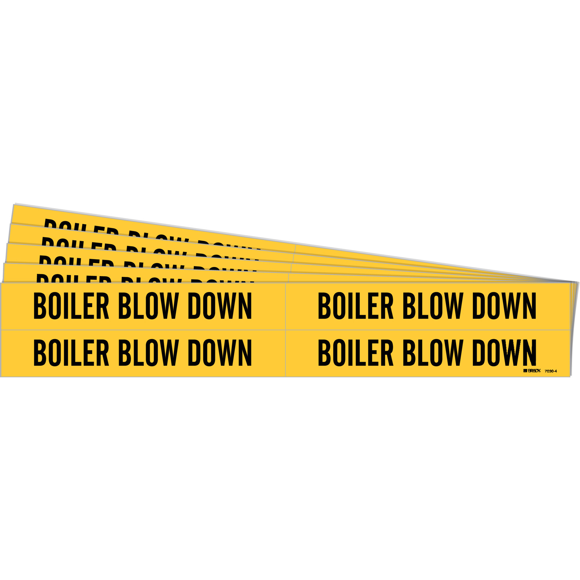 Marqueurs de tuyau «Boiler Blow Down», Autocollant, 1-1/8" h x 7" la, Noir sur jaune