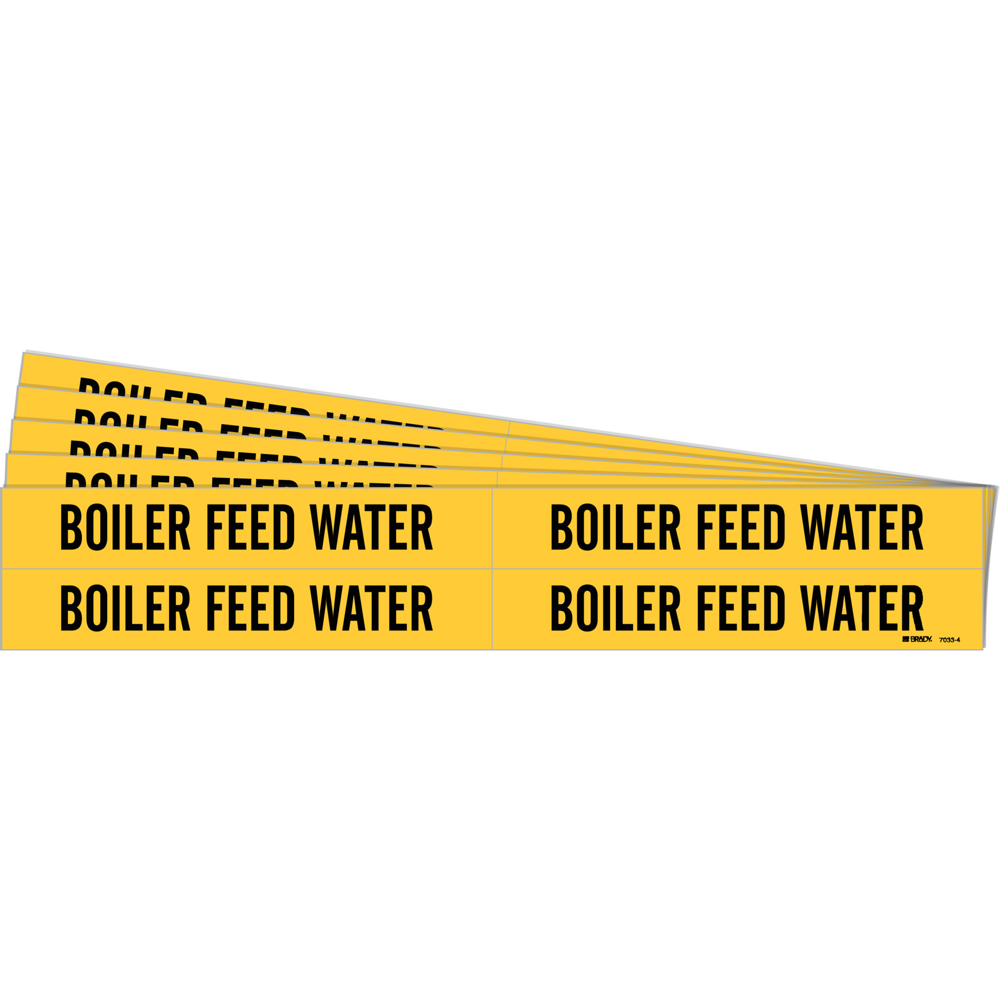Marqueurs de tuyau «Boiler Feed Water», Autocollant, 1-1/8" h x 7" la, Noir sur jaune