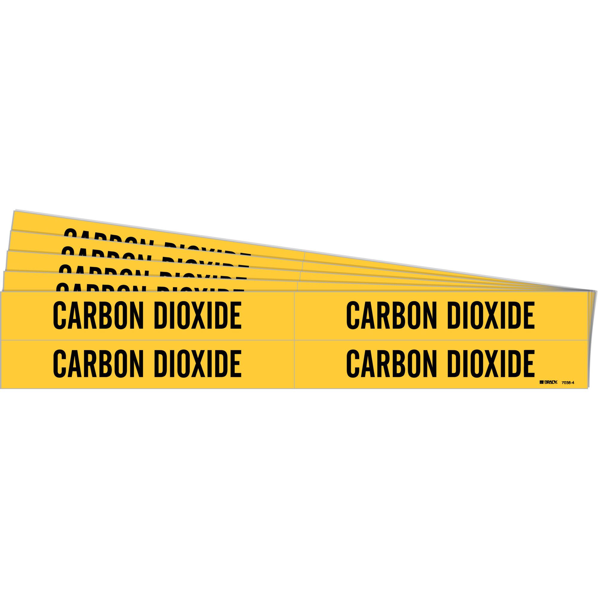 Marqueurs de tuyau «Carbon Dioxide», Autocollant, 1-1/8" h x 7" la, Noir sur jaune