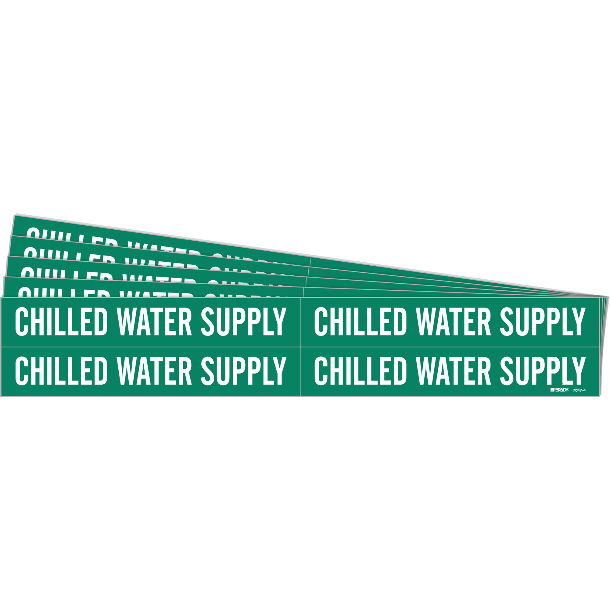 Marqueurs de tuyau «Chilled Hot Water», Autocollant, 1-1/8" h x 7" la, Blanc/vert