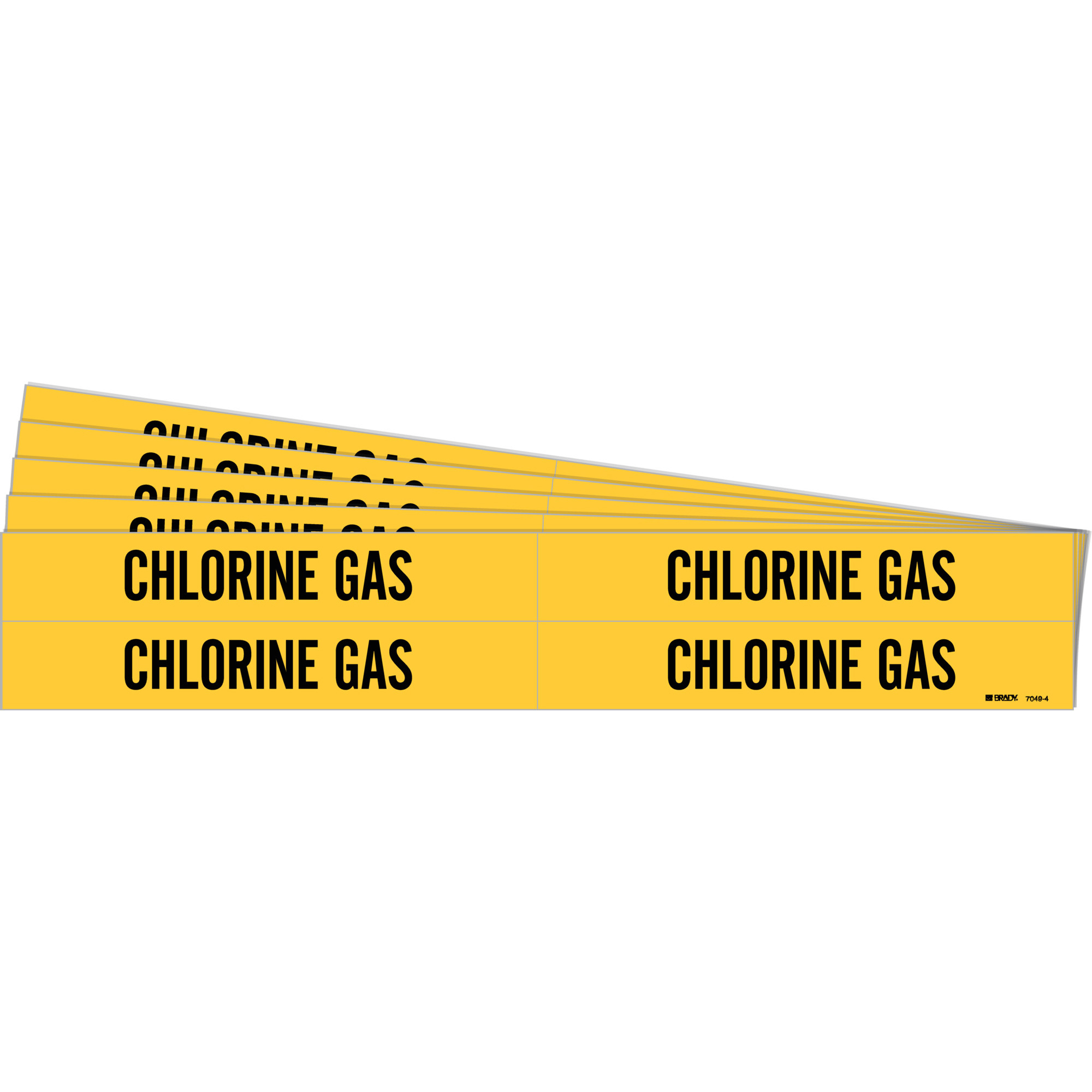 Marqueurs de tuyau «Chlorine Gas», Autocollant, 1-1/8" h x 7" la, Noir sur jaune