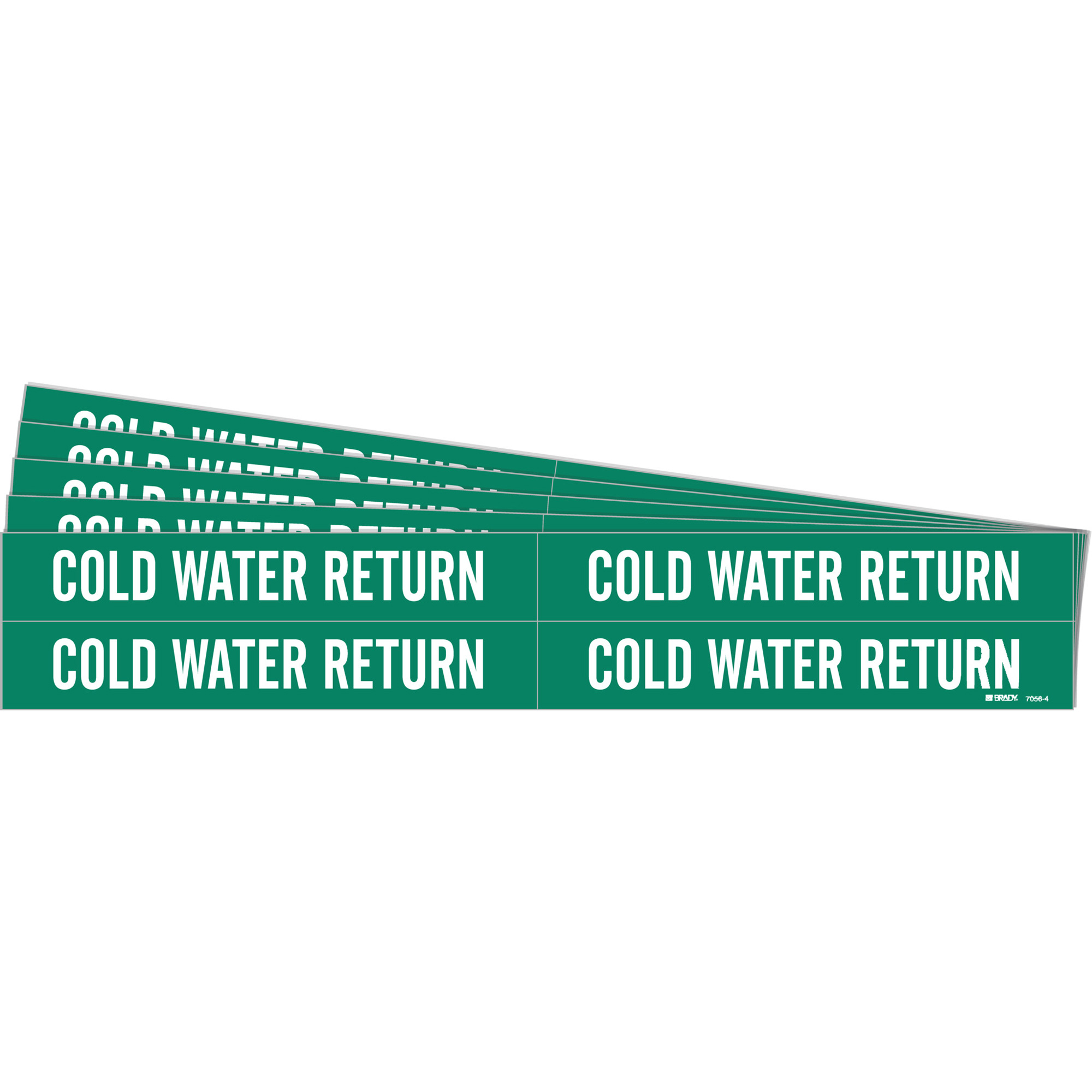 Marqueurs de tuyau «Cold Water Return», Autocollant, 1-1/8" h x 7" la, Blanc/vert