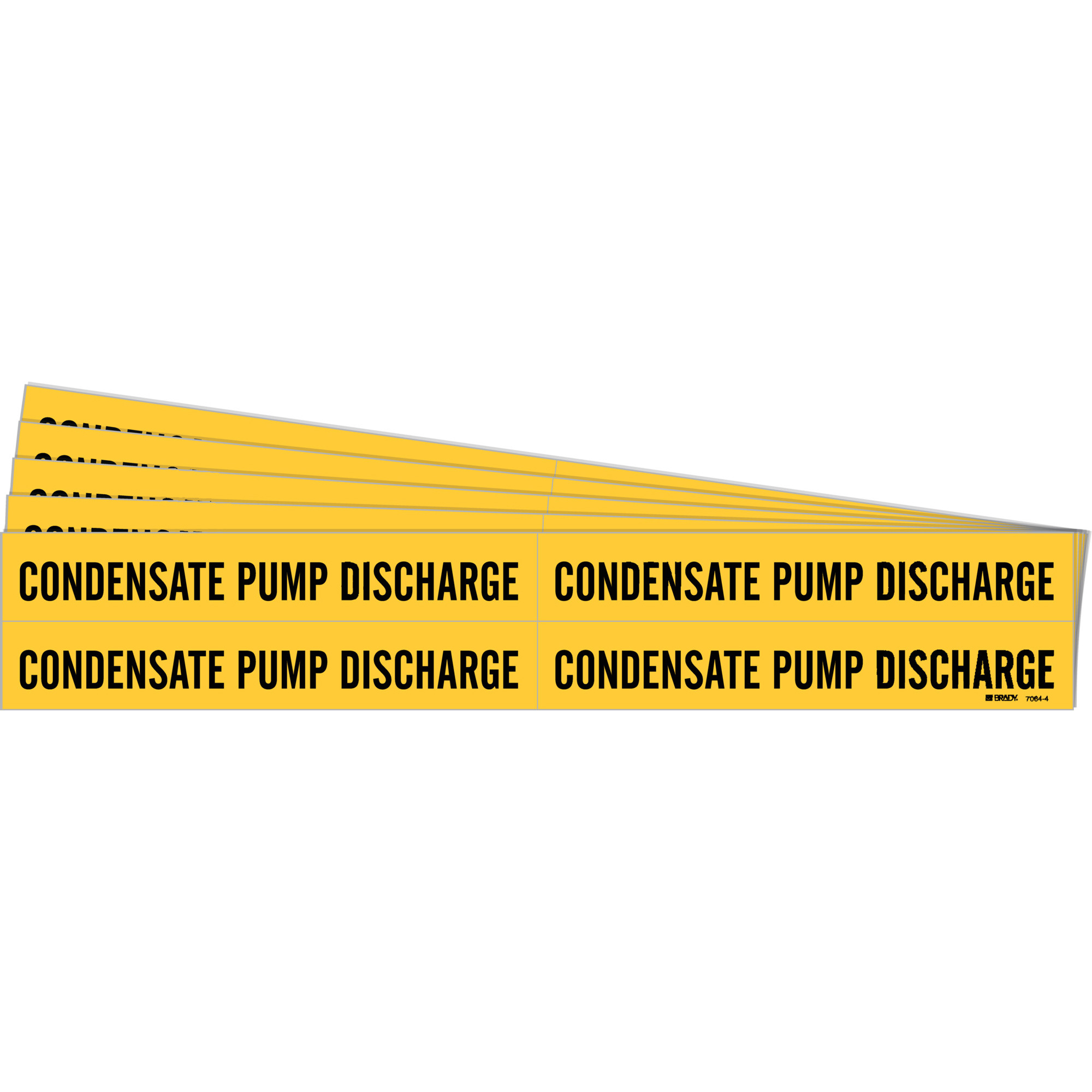 Marqueurs de tuyau «Condensate Pump Discharge», Autocollant, 1-1/8" h x 7" la, Noir sur jaune