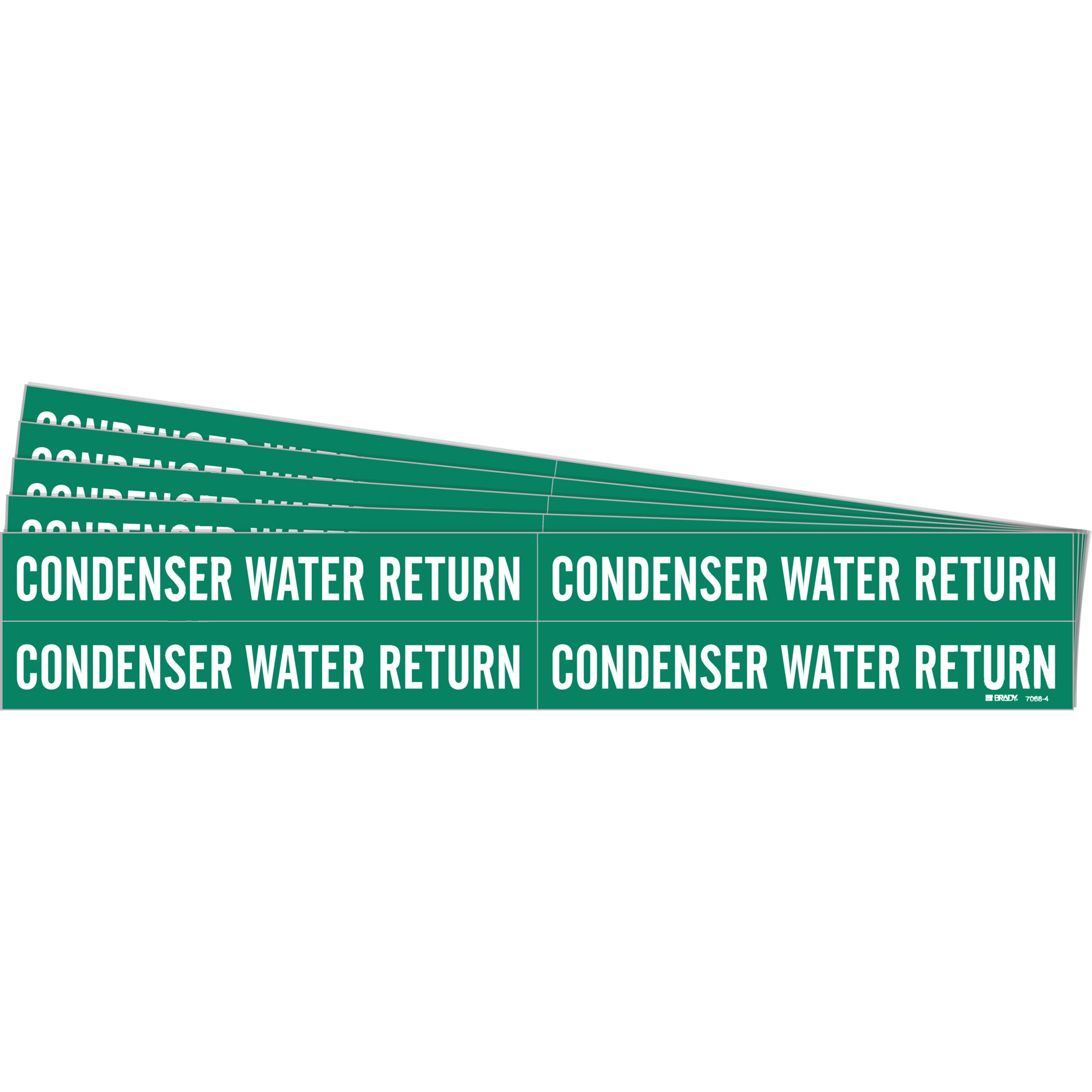 Marqueurs de tuyau «Condenser Water Return», Autocollant, 1-1/8" h x 7" la, Blanc/vert