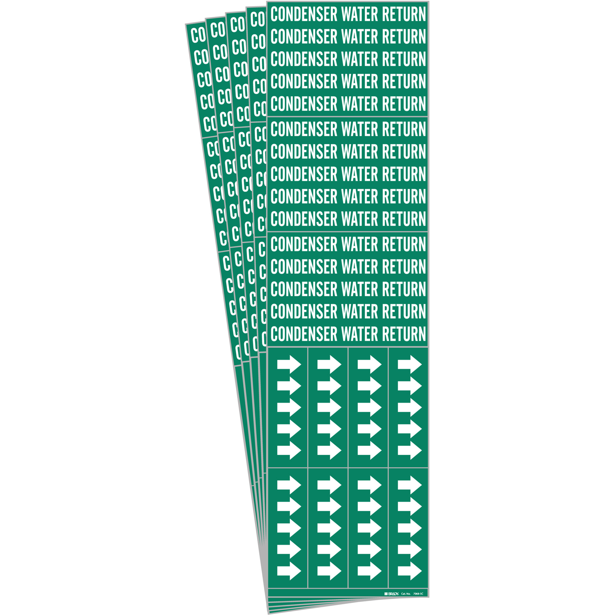Marqueurs de tuyau «Condenser Water Return», Autocollant, 2-1/4" h x 2-3/4" la, Blanc/vert