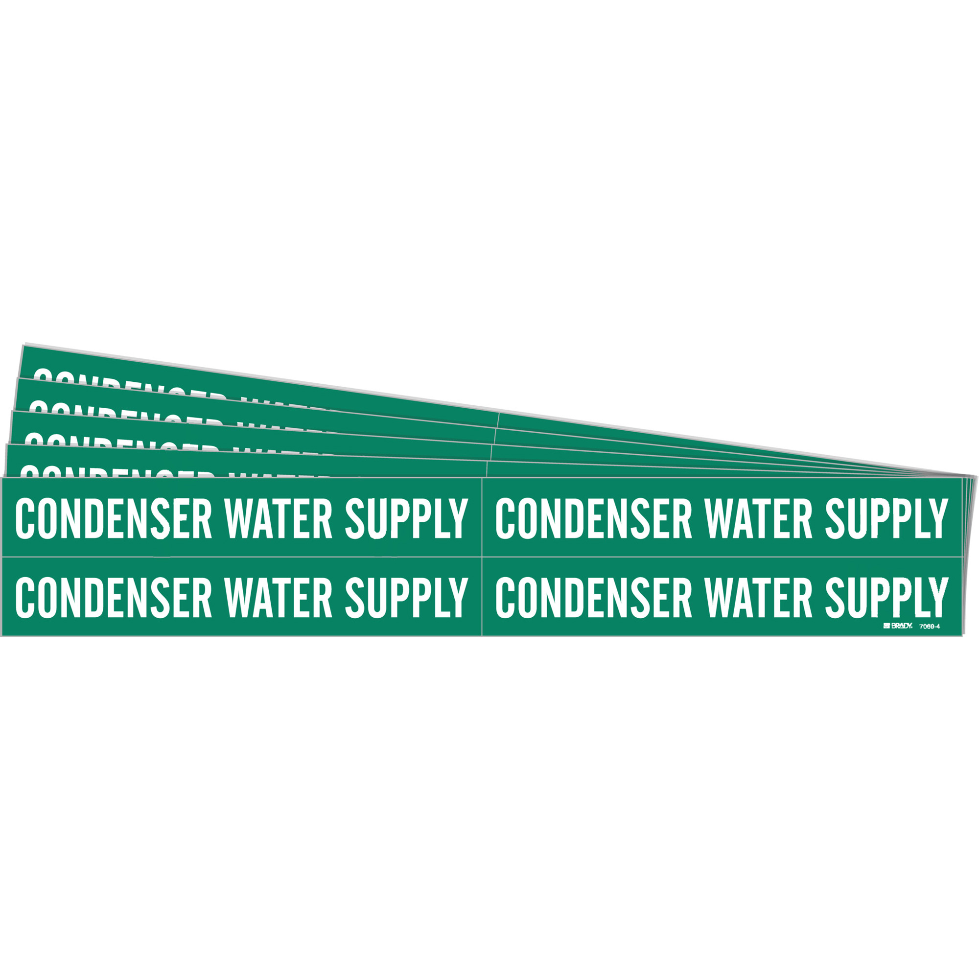 Marqueurs de tuyau «Condenser Water Supply», Autocollant, 1-1/8" h x 7" la, Blanc/vert