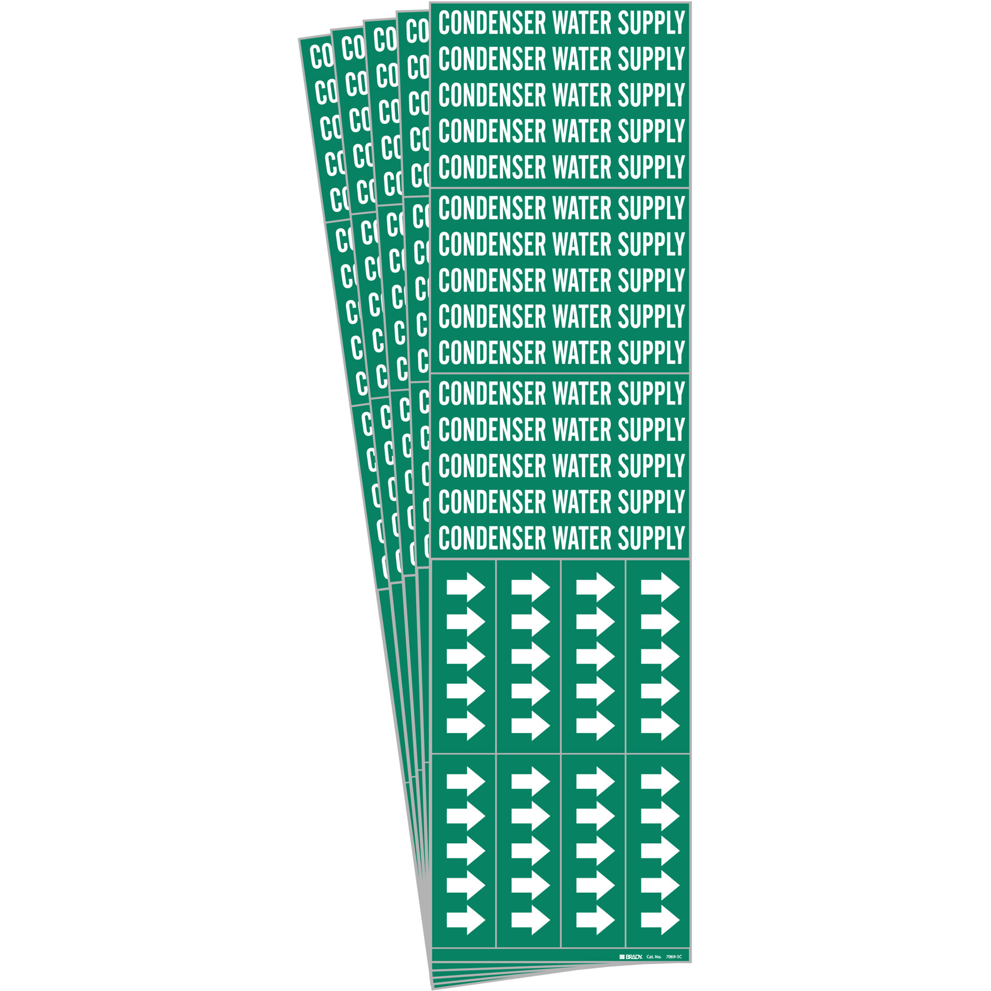 Marqueurs de tuyau «Condenser Water Supply», Autocollant, 2-1/4" h x 2-3/4" la, Blanc/vert